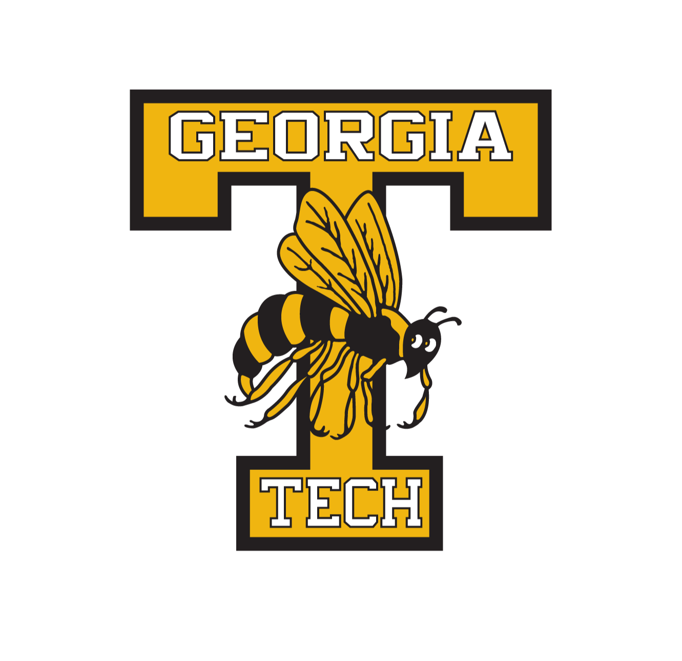 Georgia Tech logo with a large letter T, a bee in the center, and the words 'Georgia' above and 'Tech' below