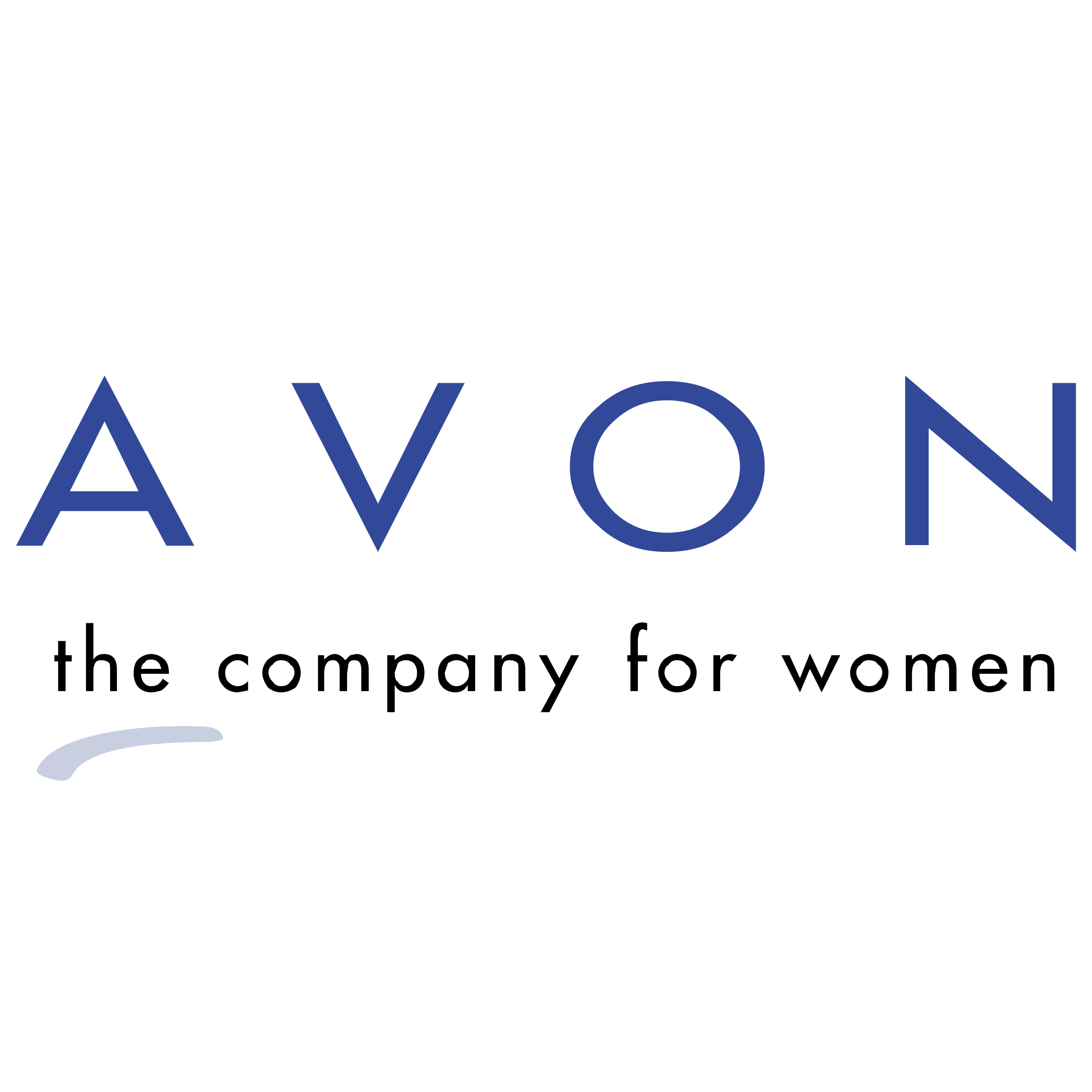 Close-up of a black T-shirt with the word 'AVON' printed in large, blue letters.