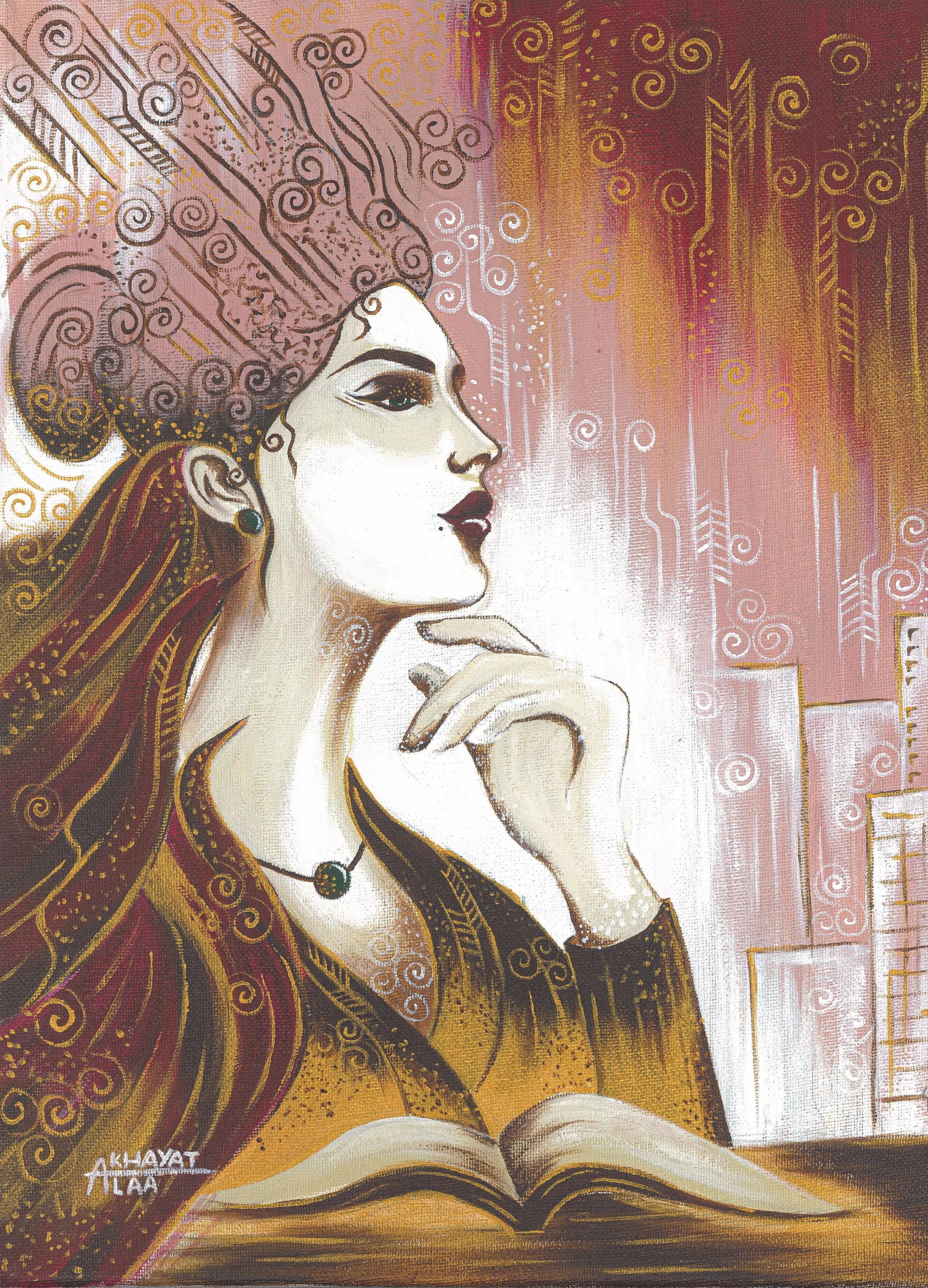 Illustration artistique féminine, explorant l’identité, la créativité et la narration visuelle à travers la peinture et le graphisme