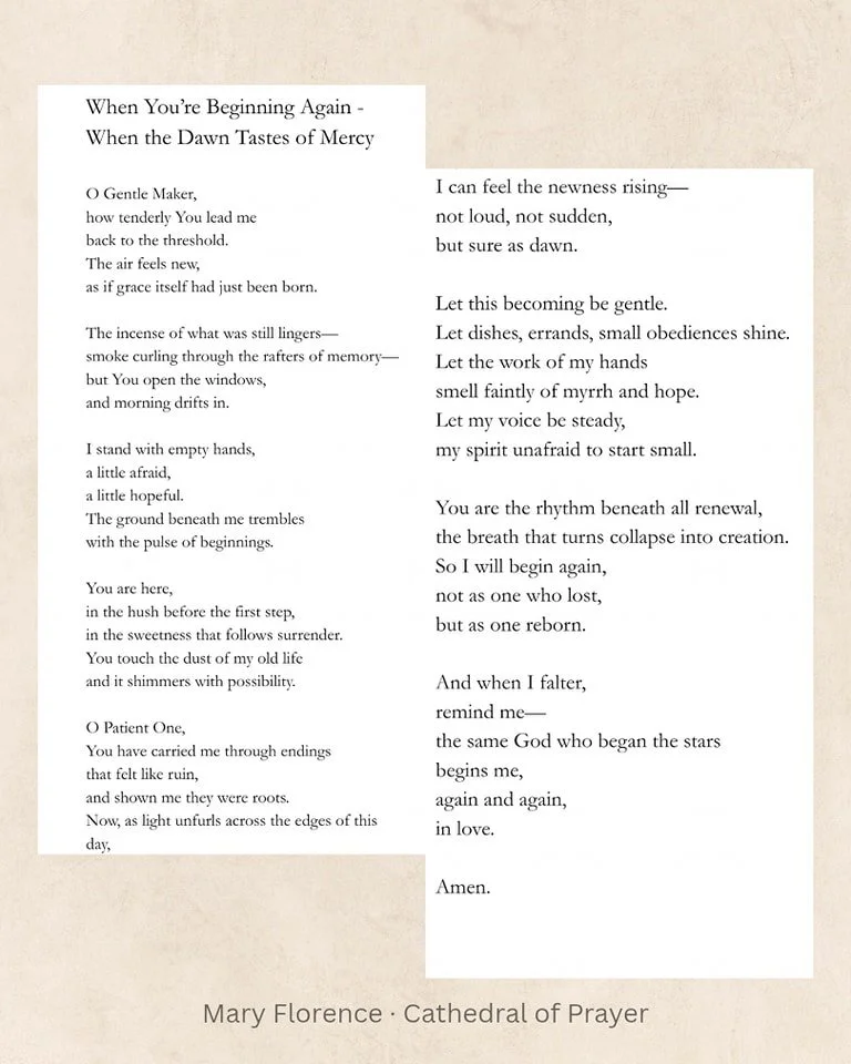 Mercy does not ask
how many times.

🤍

#newmercies
#prayerwriting
#christianpoetry
#devotionalwords
#quietfaith
#sacredstillness
#contemplativefaith
#faithandwords
#christiancreative
#sacredordinary
#gentlefaith