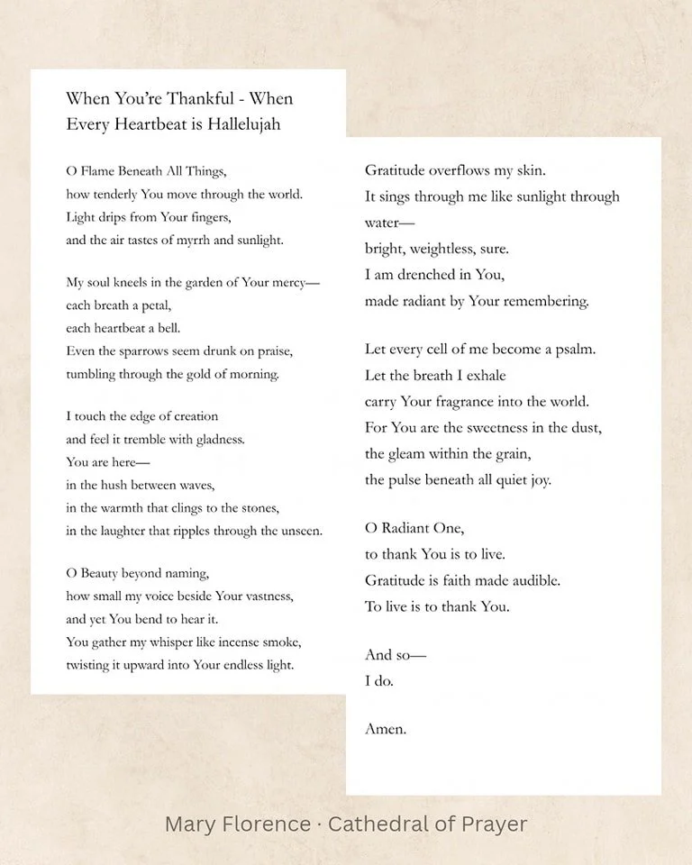 Gratitude is not always loud.
Sometimes it is the simple noticing
that you are still here.
Every breath,
a quiet offering.

🤍

#prayerwriting
#christianpoetry
#devotionalwords
#quietfaith
#sacredstillness
#contemplativefaith
#faithandwords
#christia