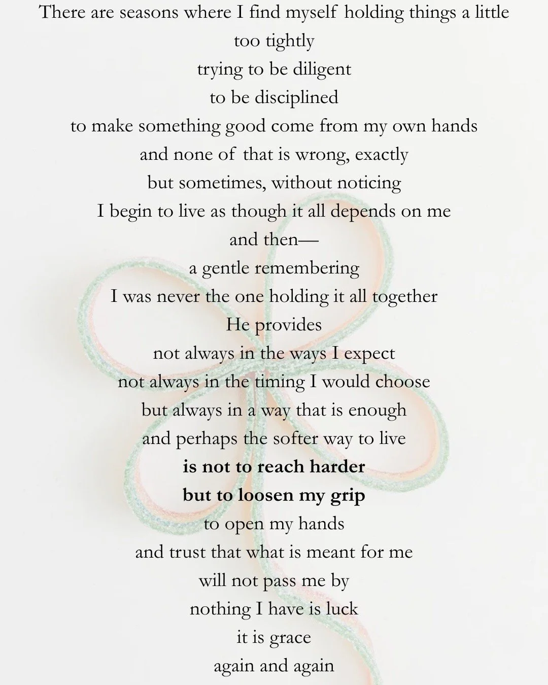 There is a softer way to live&mdash;

not by reaching harder,
but by loosening your grip.

What is meant for you
will not pass you by.

The full reflection is on Substack.

🤍

#LetGoAndTrustGod #ChristianReflection #FaithOverFear #TrustInGod #Spirit