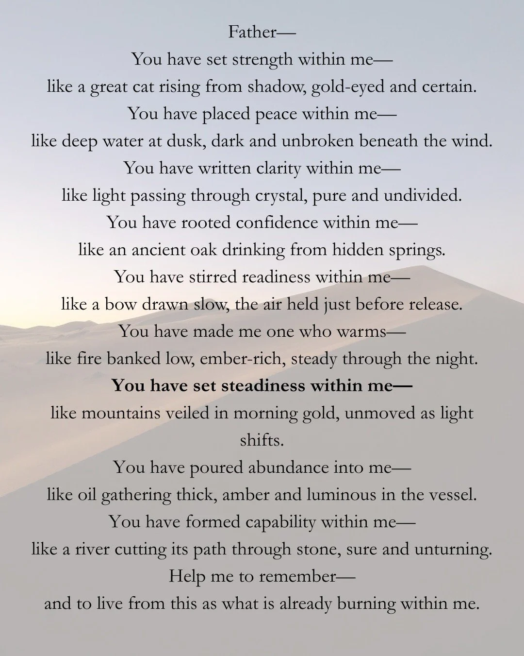 You have set steadiness within me&mdash;

not something I must create,
but something You have already placed.

The full reflection is on Substack.

🤍

#ChristianPrayer #FaithReflection #TrustGod #StrengthInChrist #ChristianDevotional #SpiritualEncou