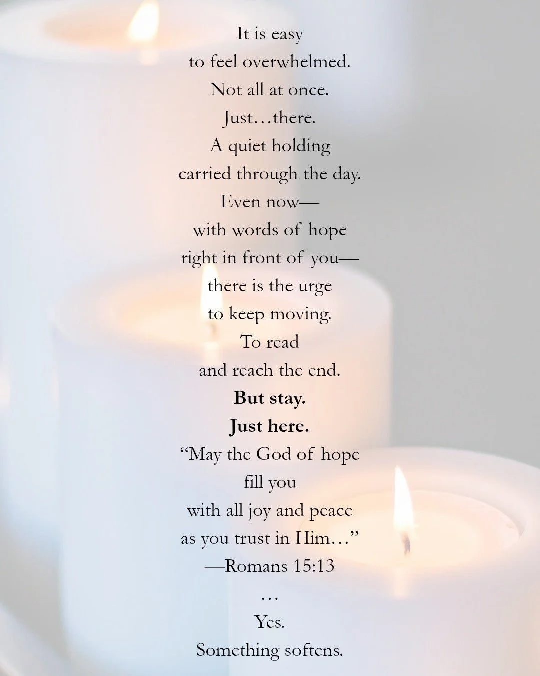 It&rsquo;s easy to keep moving.
To read quickly.
To reach the end.

Even with something good in front of you.

But sometimes the invitation is quieter than that&mdash;
not to understand more,
but to stay.

Just here.

🤍

#ChristianReflection #QuietF