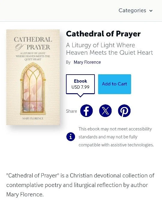 "Cathedral of Prayer is not a manual for belief,
but a dwelling for the soul.
A place where holiness meets humanity,
where sorrow and wonder sit side by side.

Each part is a corridor of its own:
hands that serve, hearts that endure,
days that u