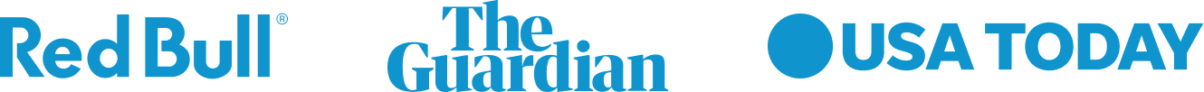 Logos of Red Bull, The Guardian, and USA Today