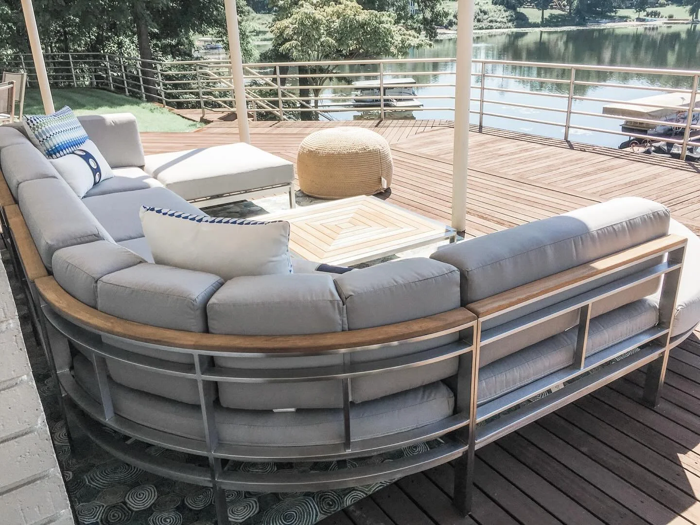 Designing for the season of outdoor living 🤍

A sculptural curved sectional in stainless steel and teak anchors this lakefront space &mdash; creating flow, conversation, and unobstructed views.

Outdoor spaces deserve the same intention as interiors