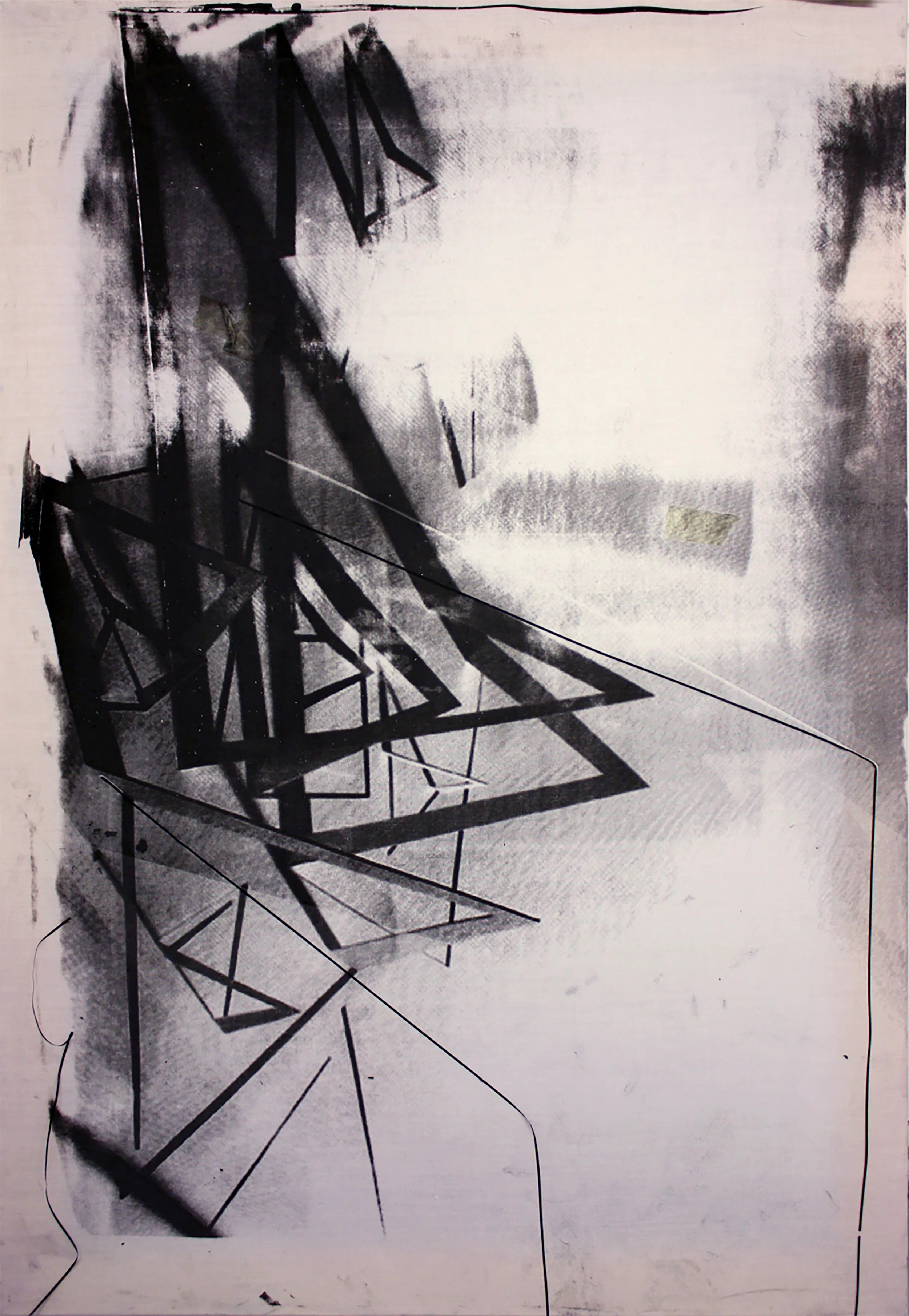  36" x 48" Acrylic paint, muslin, iridescent acrylic medium, muslin, acetate 