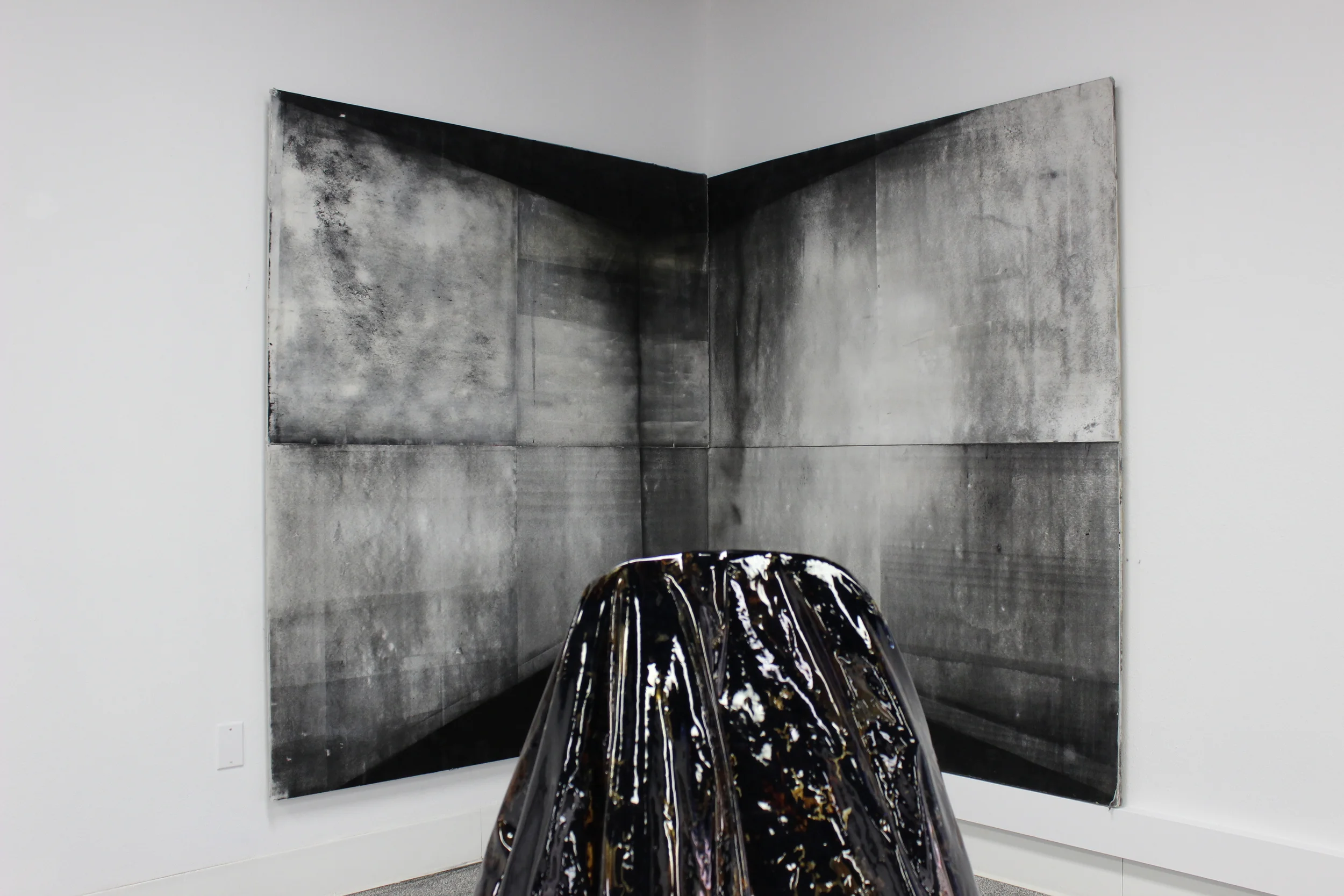  Acrylic paint, powdered toner, iridescent powdered pigments 