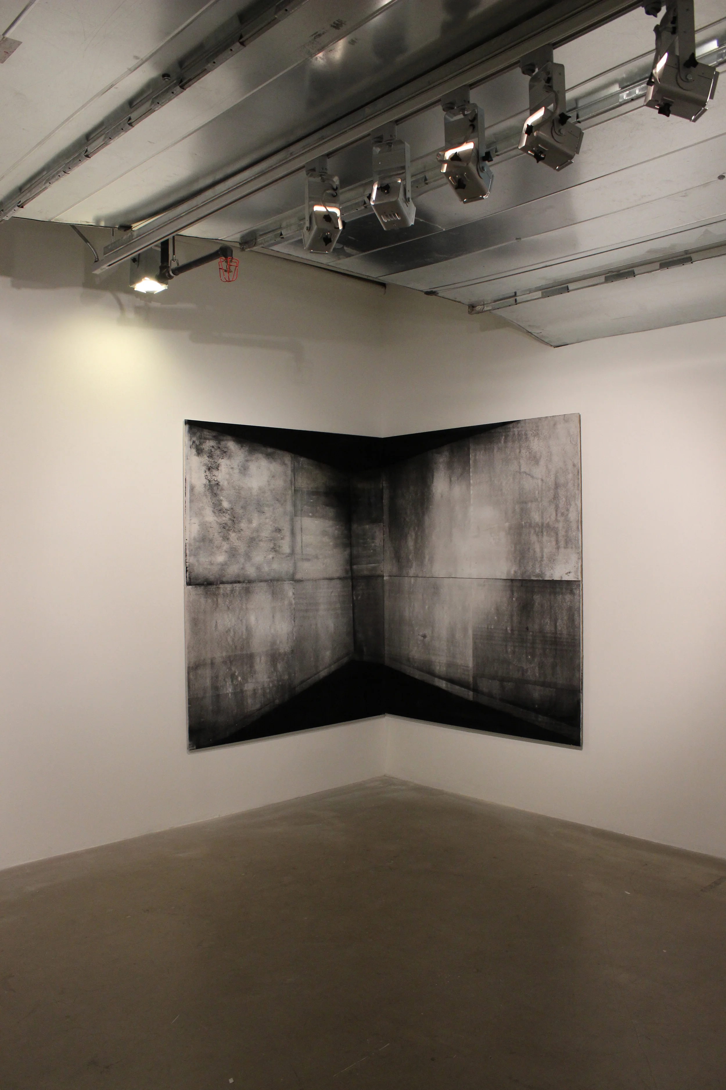  Acrylic paint, powdered toner, iridescent powdered pigments, cement-board 