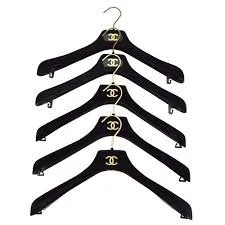 CHANEL BLACK VELVET GOLD CC SKIRT DRESS COAT JACKET HANGERS X5