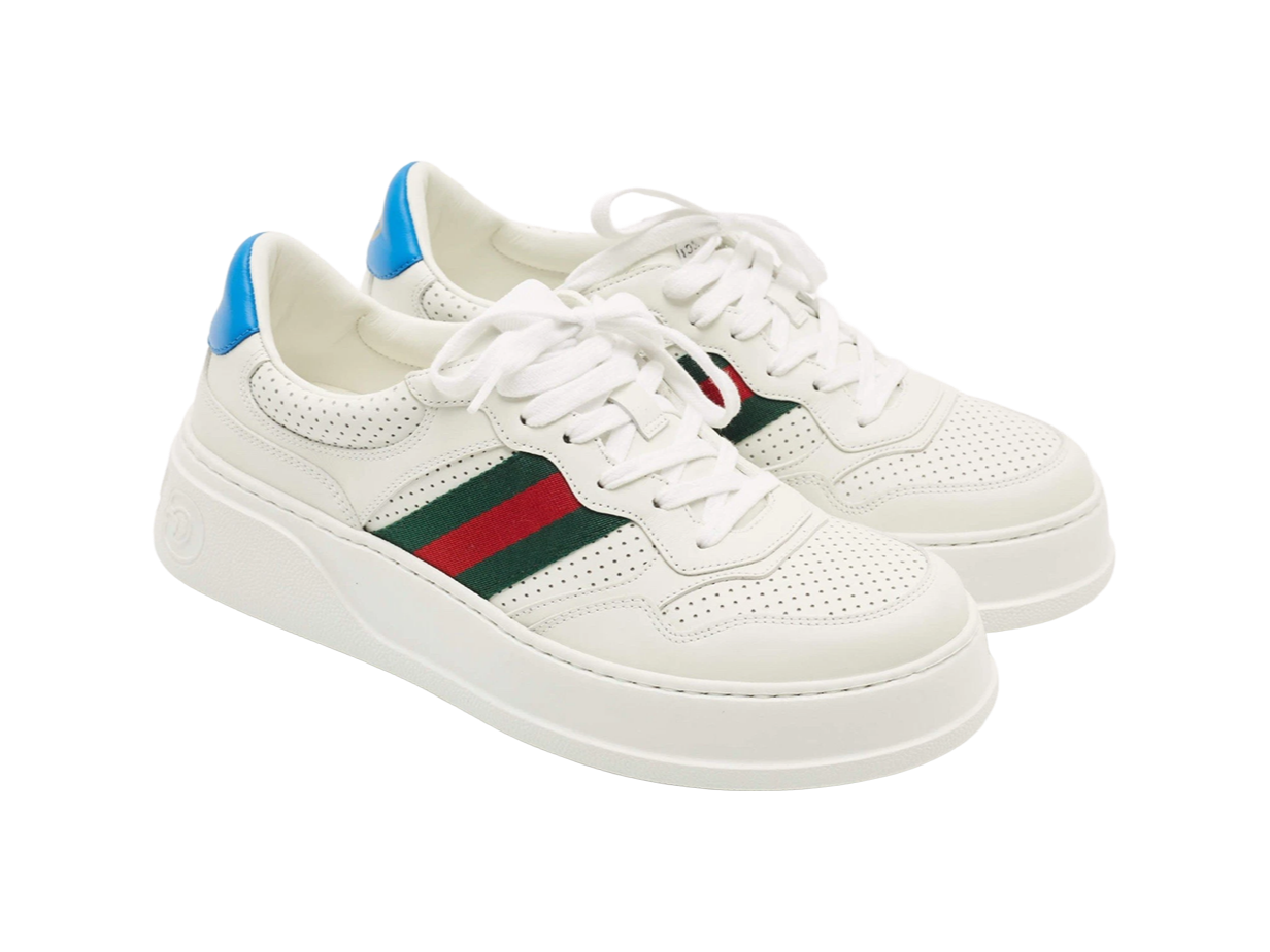 GUCCI GG WEB SNEAKERS WHITE BLUE - SIZE 36.5