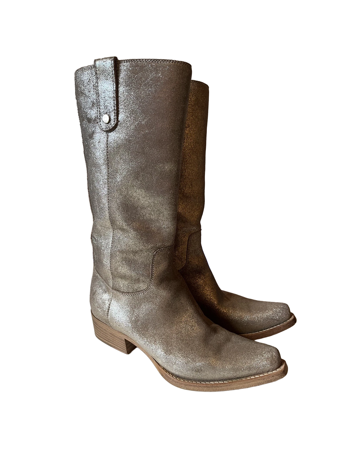 JIMMY CHOO GOLD METALLIC COWBOY BOOTS   SZ 36