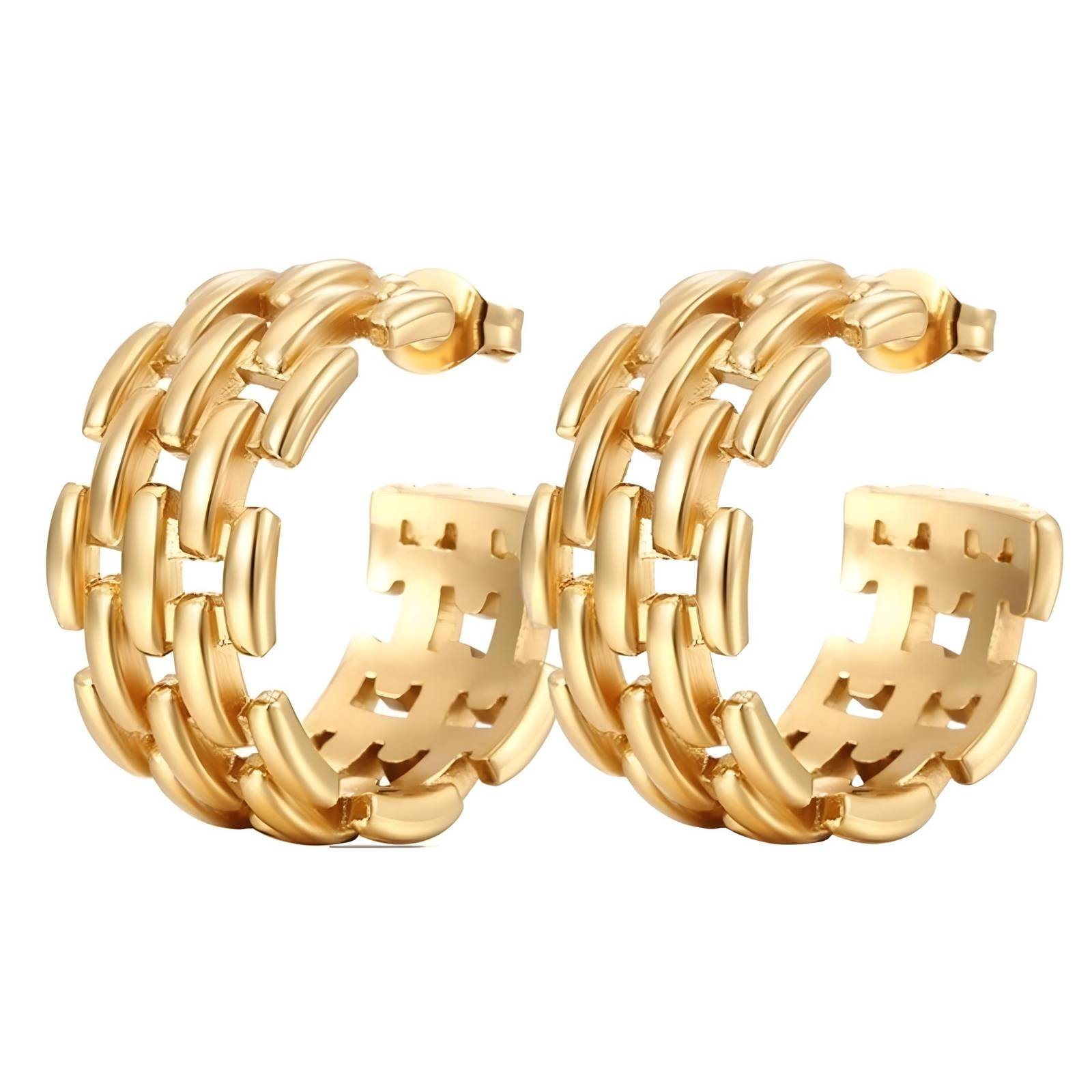 18K Gold Plated Stainless steel Interlocked Earrings