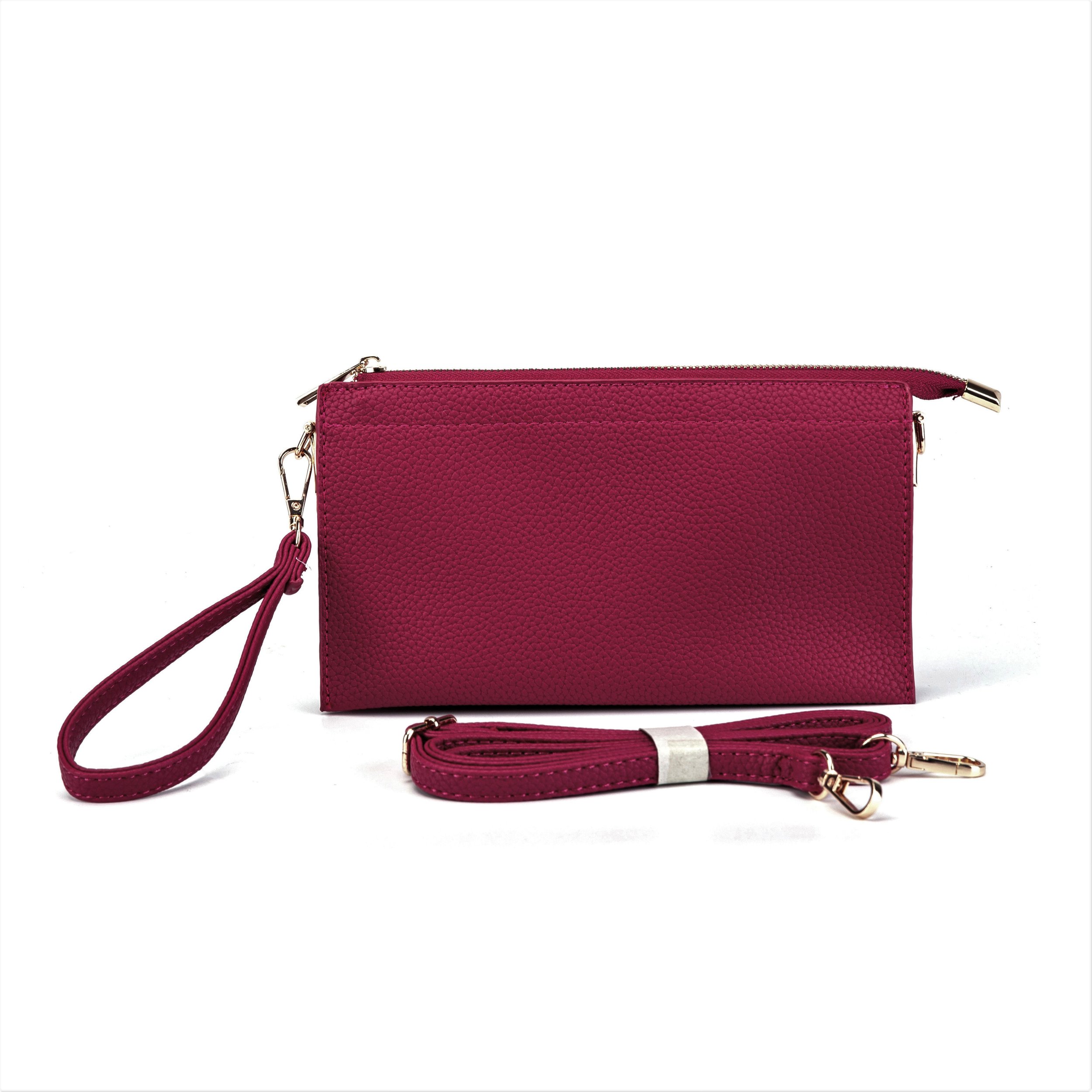 Proya Fashion Dark Fuchsia Pebbled Crossbody/Wristlet