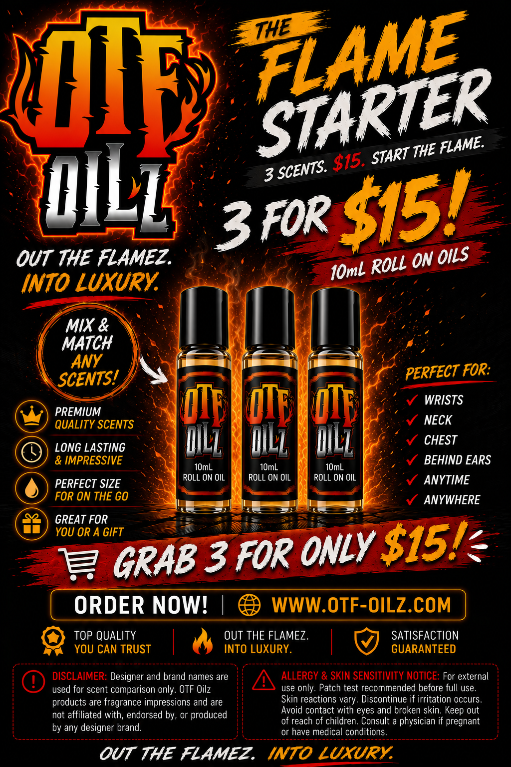 The Flame Starter Bundle (3 10ml Bottles for $15)