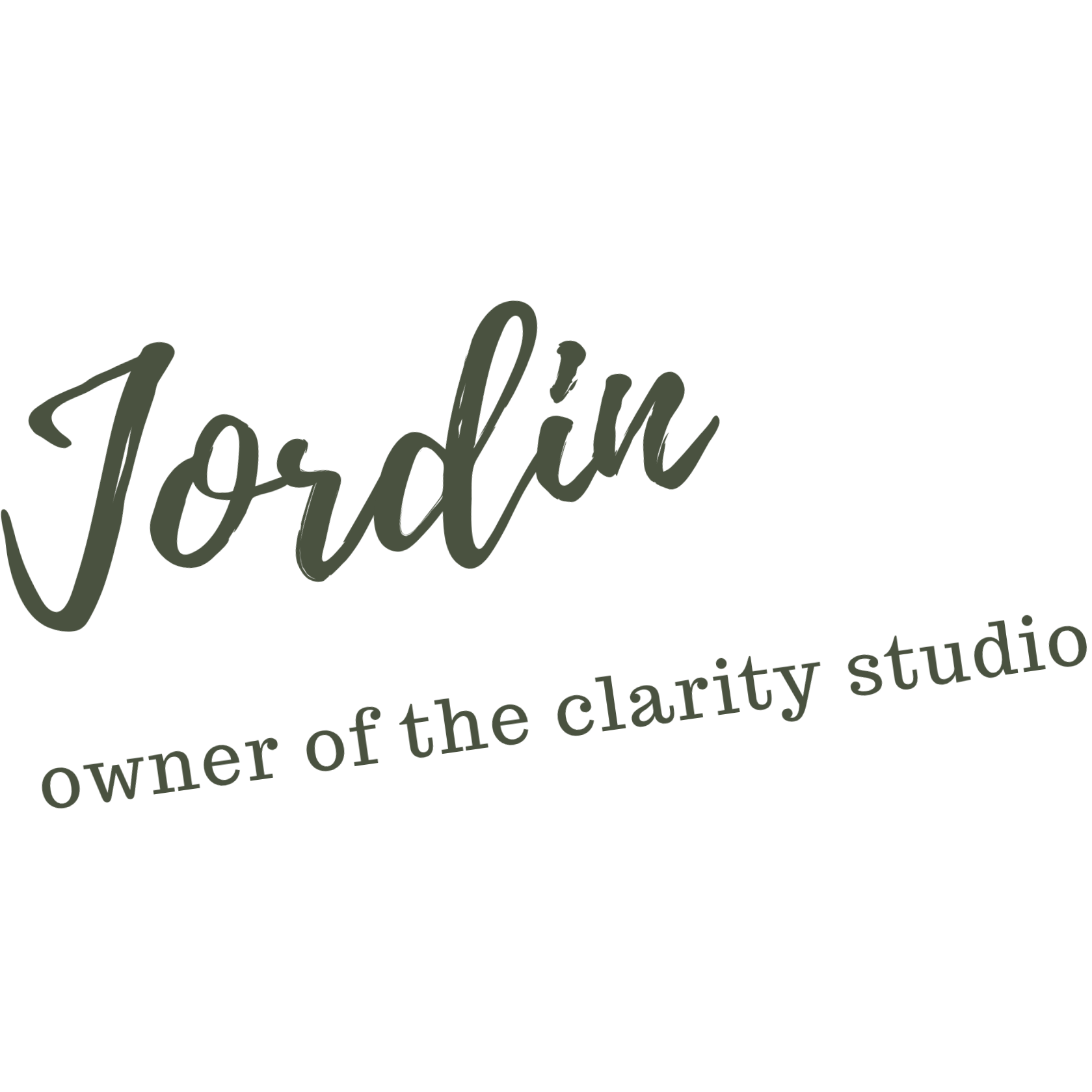Logo for Jorden, a summer clarity studio, with the word 'Jorden' in cursive and a tagline underneath.