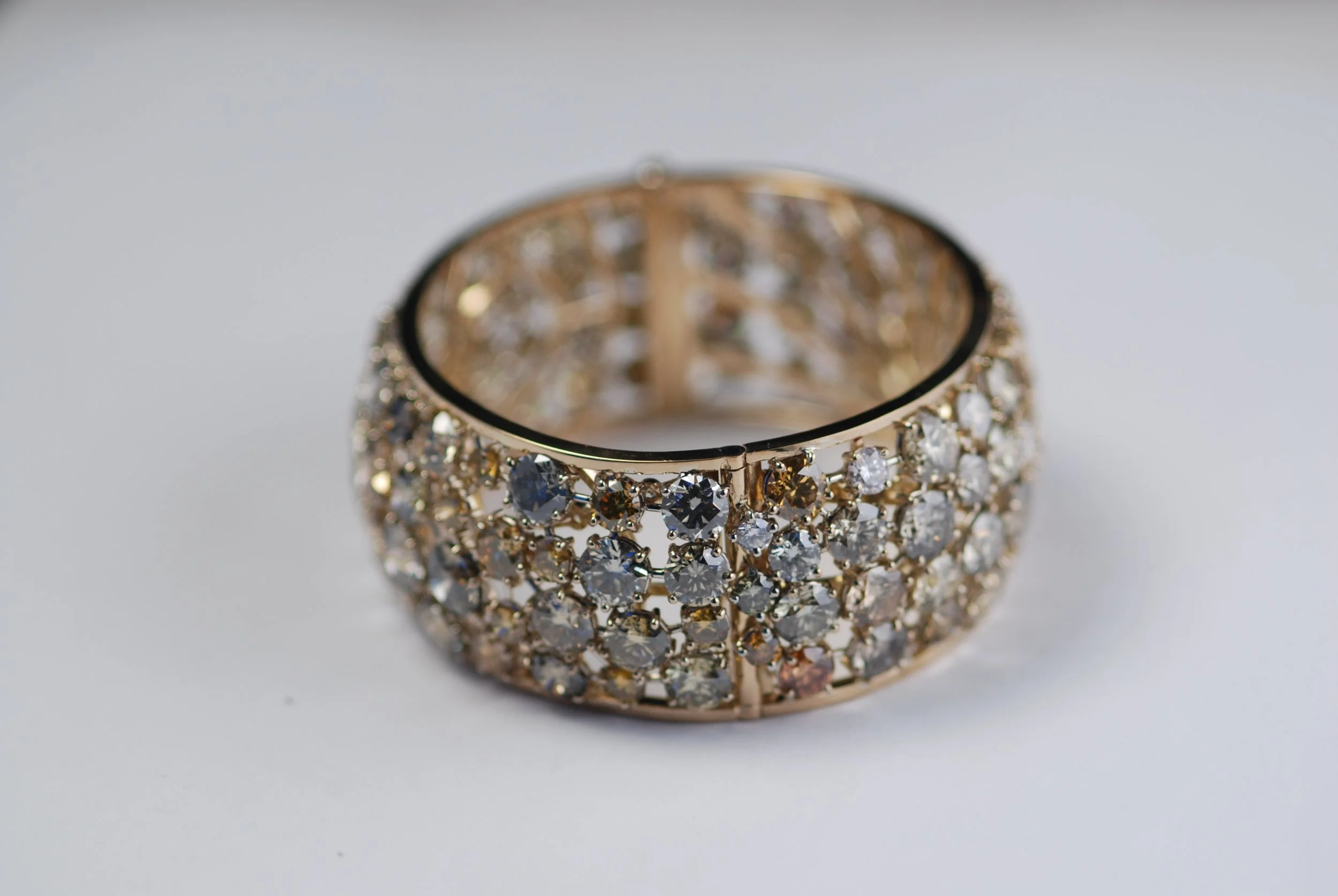 WIde Multi-Color Diamond Bangle w:Hinge.JPG