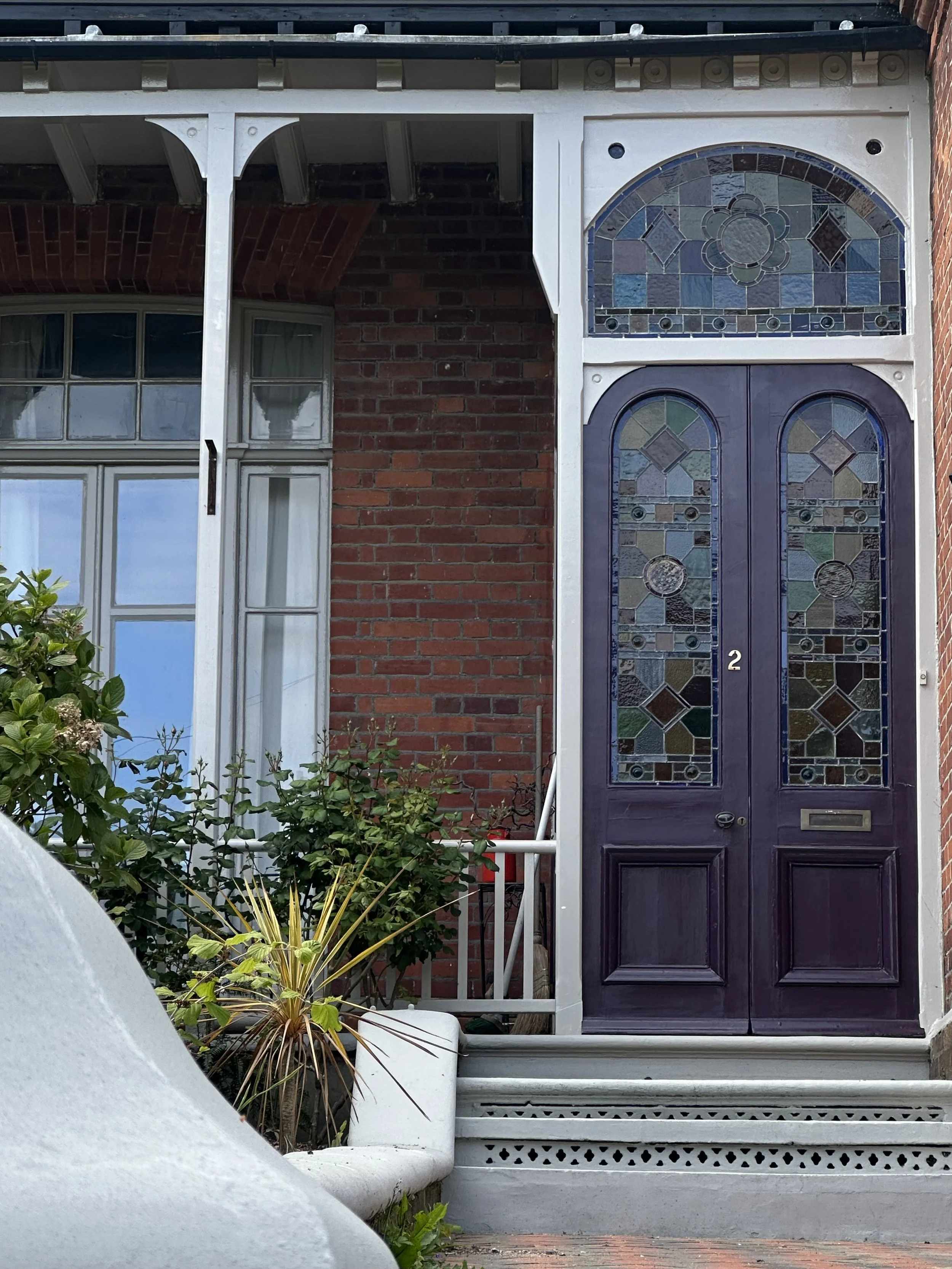 Original stained glass door Victorian property Hastings East Sussex