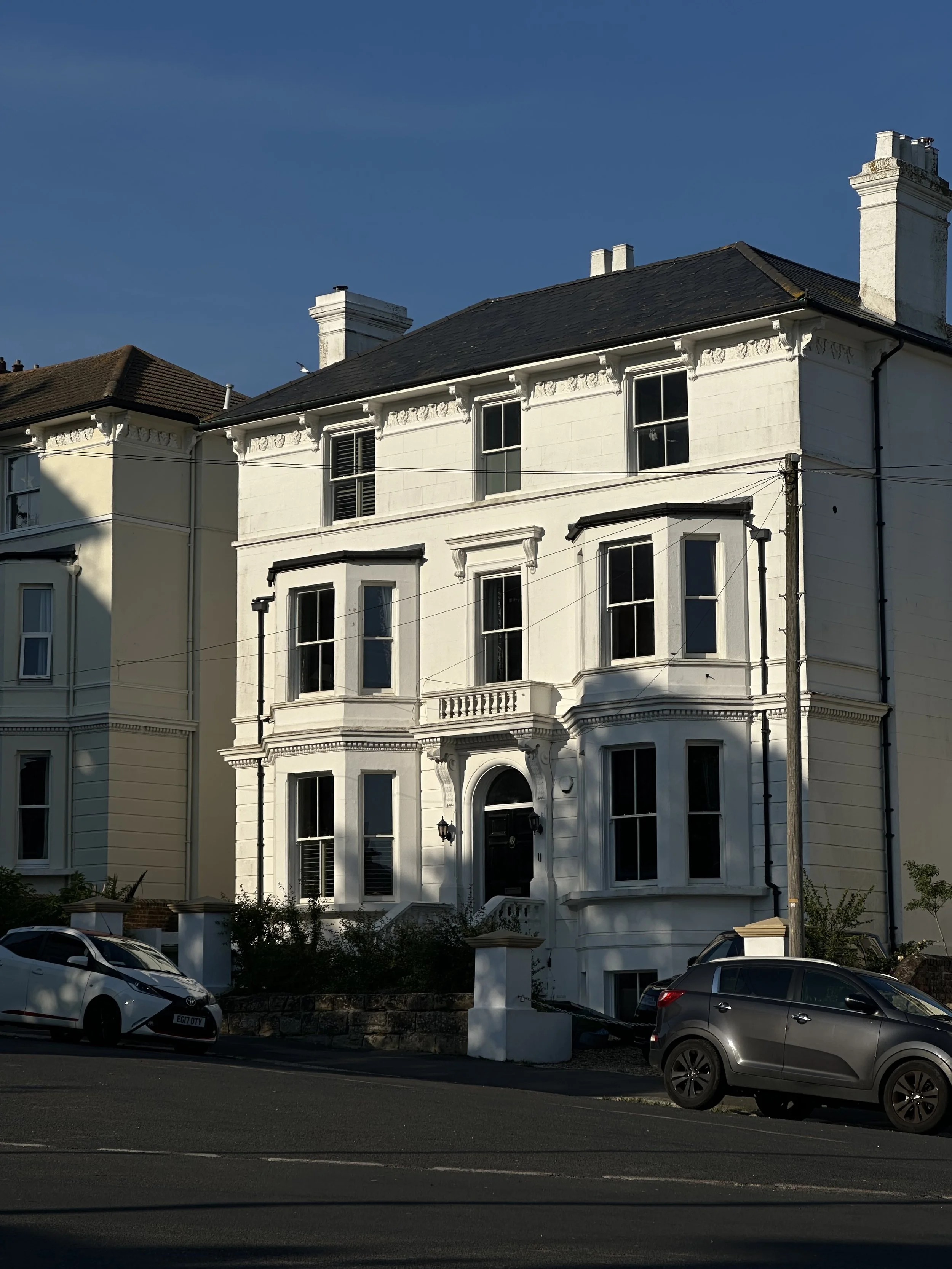 Period property facade St Leonards Hastings East Sussex restoration