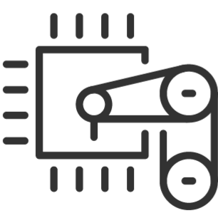 Line diagram of a mechanical system with pulleys and belts