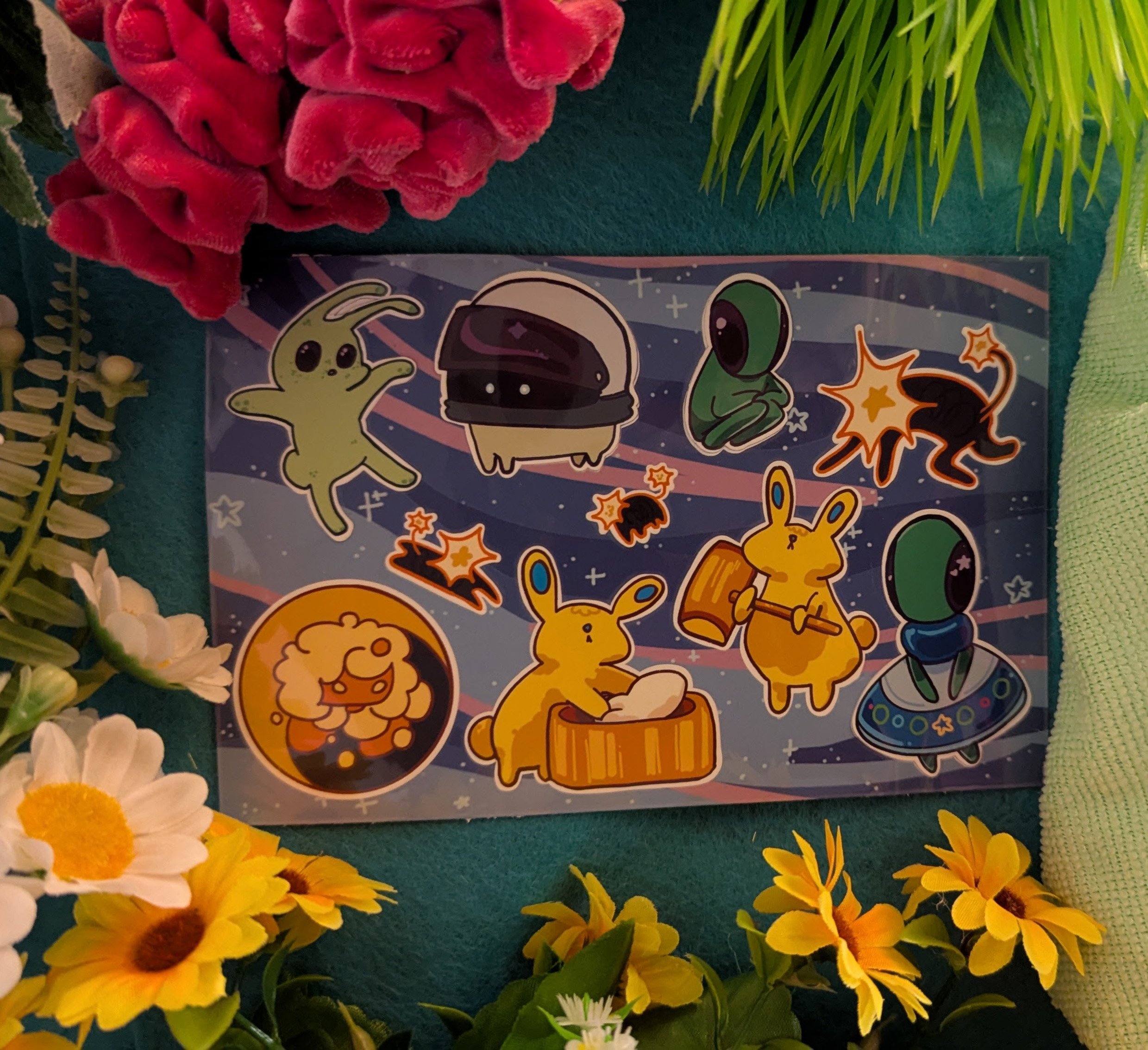 CaSpacey Sticker sheet: Water-Resistant, Vinyl Decal with glossy/matte finish, laminated