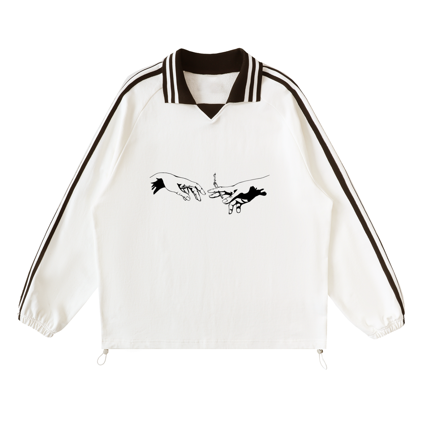 Pass It Striped Lapel Collar Sweatshirt