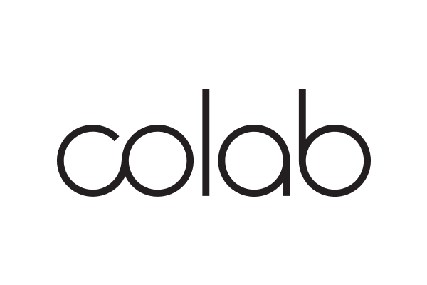 Black background with the word 'colab' in lowercase gray letters.