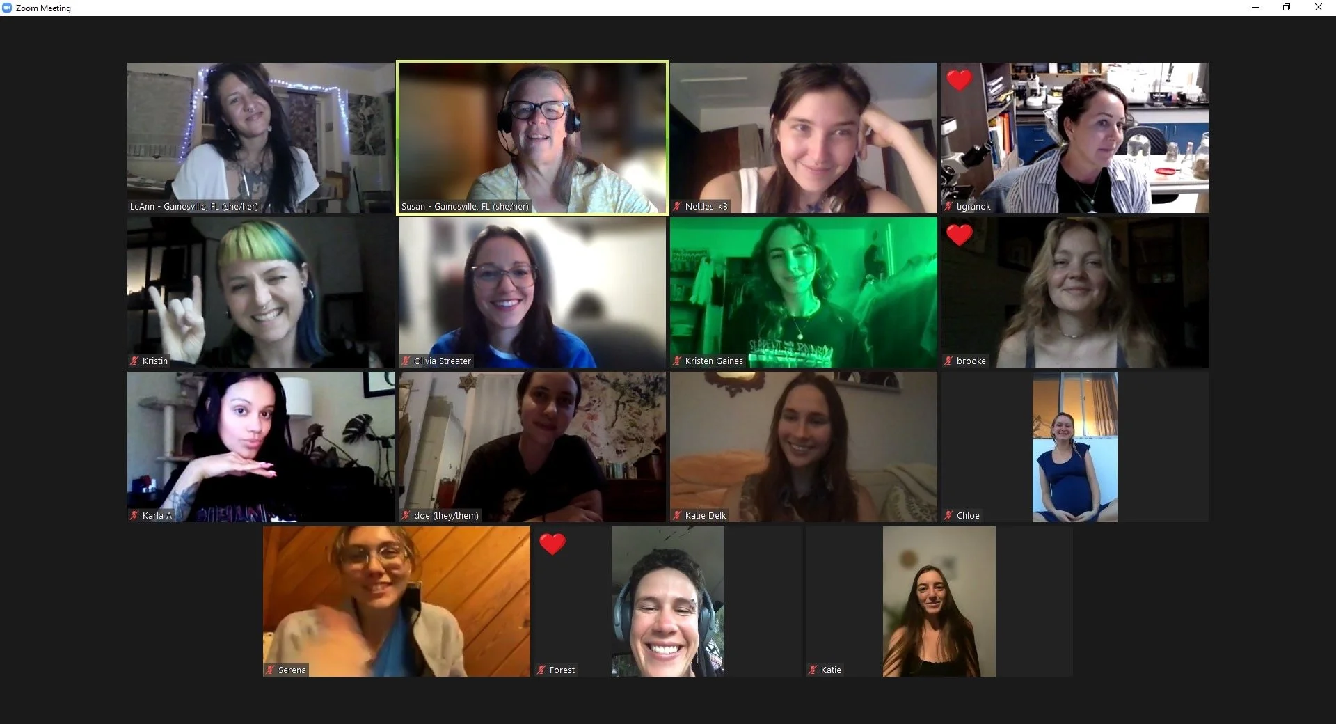 a screenshot filled with faces from a video call