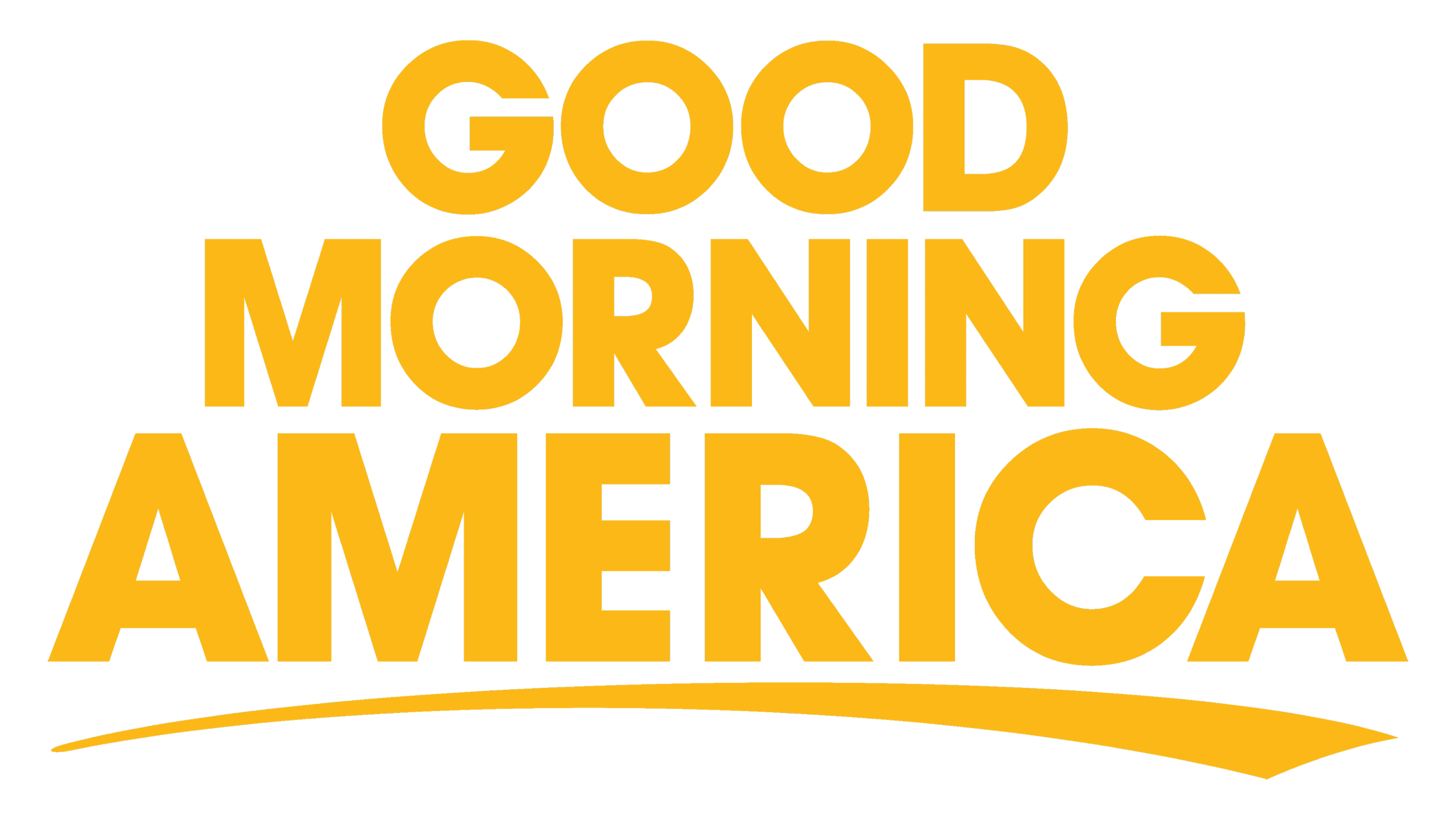 Typography graphic with the phrase 'Good Morning America' in bold yellow and black text on a black background.