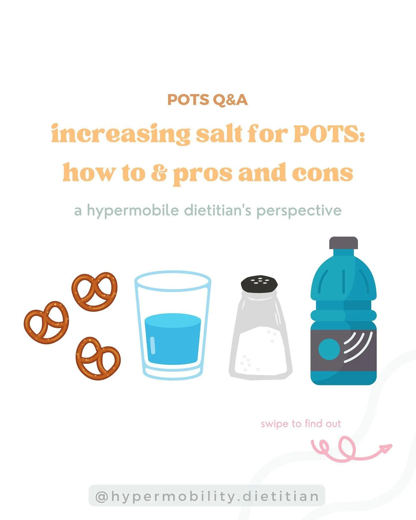 🥨 Let&rsquo;s chat salt for POTS 🥨

Sodium is the main electrolyte in table salt, and key player for helping us POTSie folk to increase blood volume and manage symptoms.

There&rsquo;s lots of different ways we can increase oral sodium, from salty 
