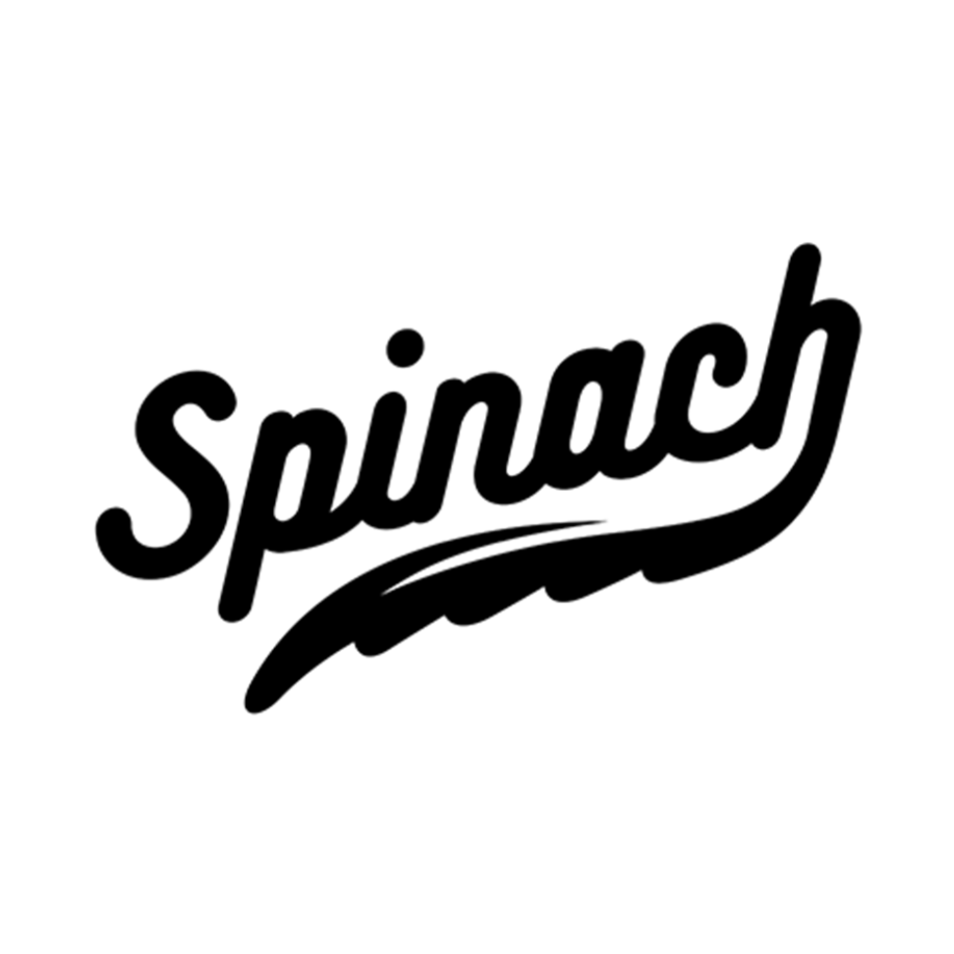 Black and white logo with the word 'Spinnach' in stylized cursive font.