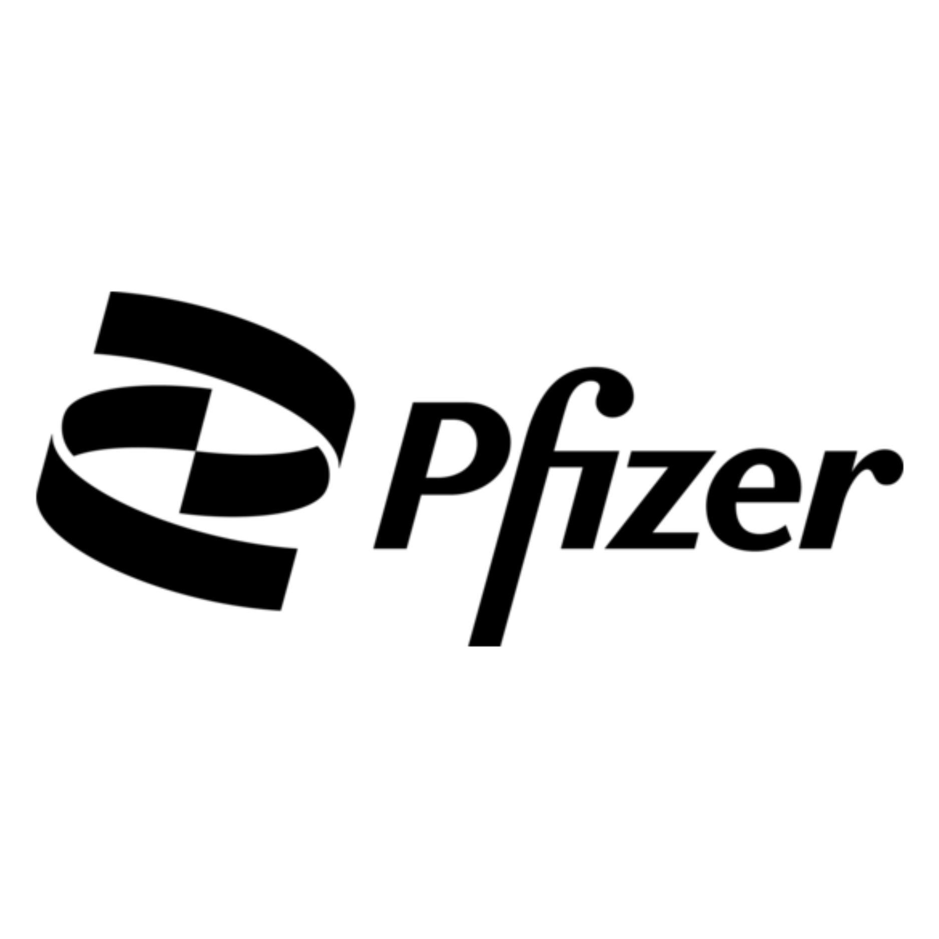 Black and white Pfizer logo with a stylized 'P' and the company name.