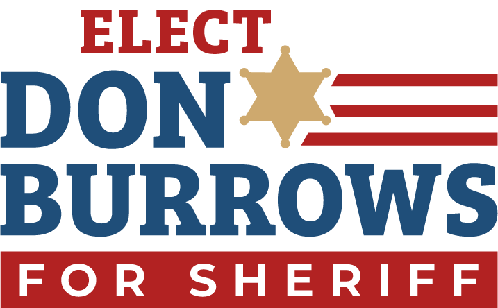 Political campaign sign that reads 'Elect Don Burrows for Sheriff' with a sheriff's badge and patriotic red and blue stripes.