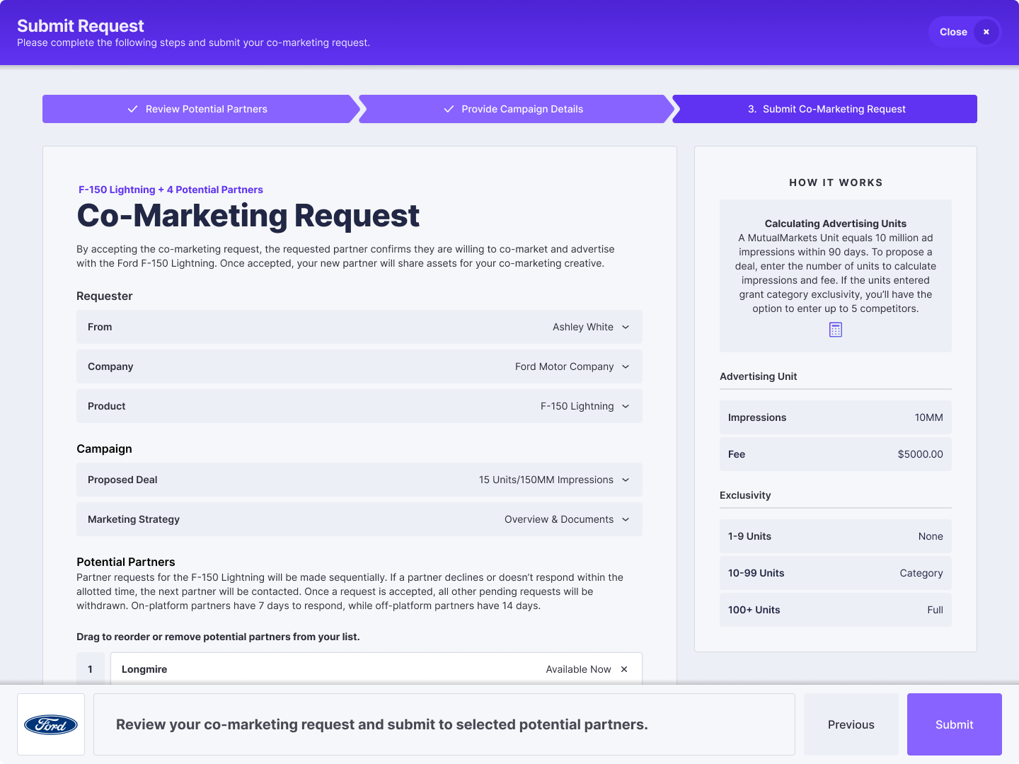 How brands initiate deals and request partners on MutualMarkets.