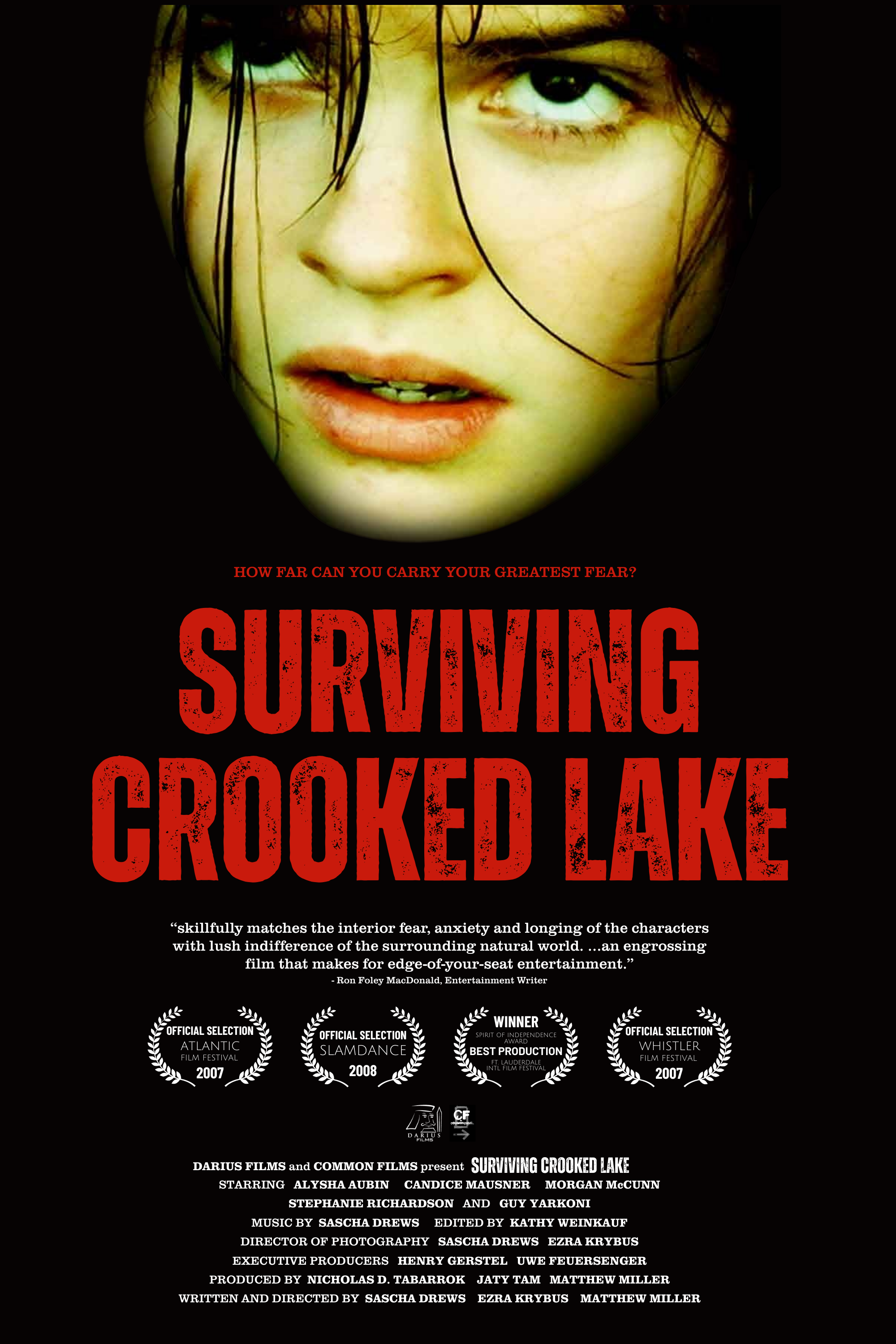 Close-up of a woman's face with messy hair, partially obscured by shadows, with a replaced black background.