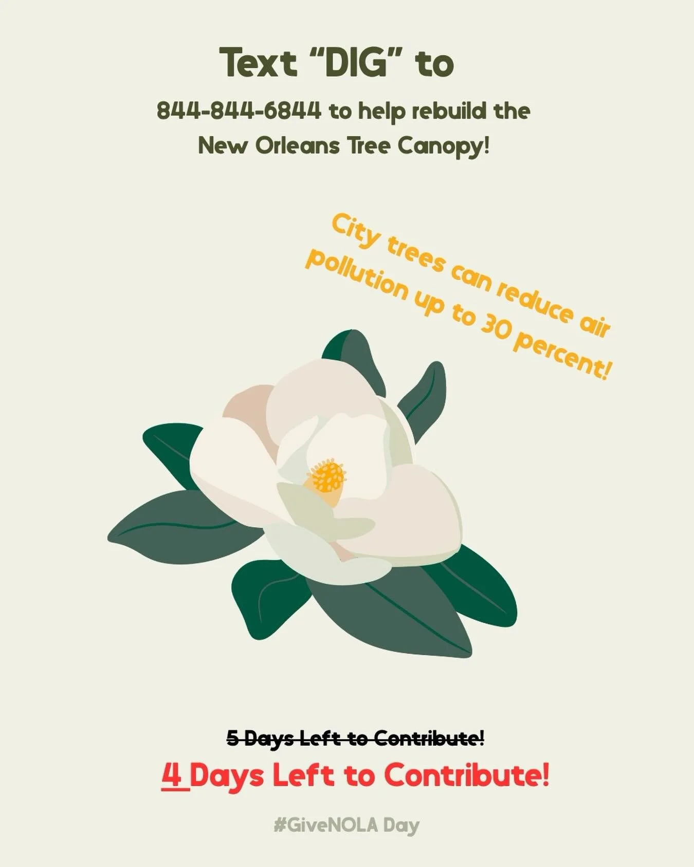 4 days left in our GiveNOLA push.

Fact #3: Asthma rates are MUCH higher in neighborhoods with fewer trees. 

Planting trees is a simple way to start changing that.

Text &ldquo;DIG&rdquo; to 844-844-6844 to chip into Gary&rsquo;s push to help Yaupon