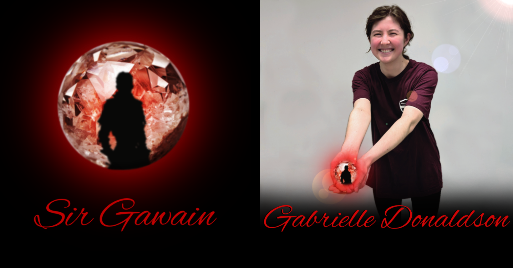 Sir Gawain, played by Gabrielle Donaldson