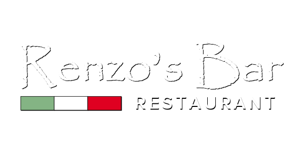 Logo for Renzo's Bar and Restaurant featuring a green, white, and red striped bar resembling the Italian flag.