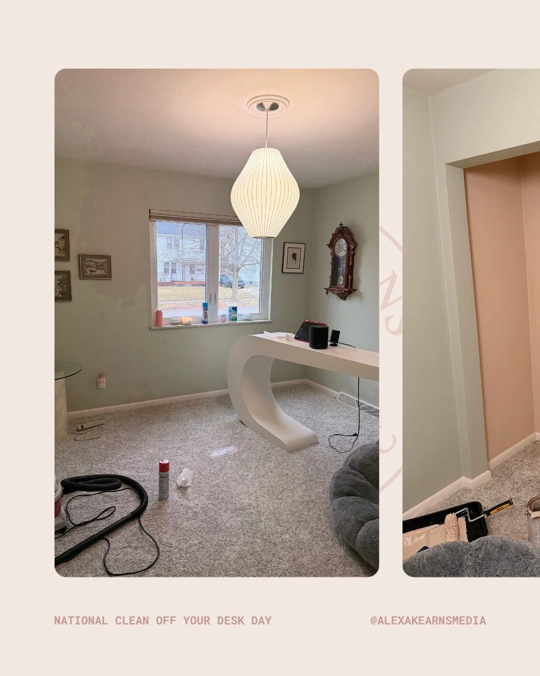 National Clean Off Your Desk Day felt like the perfect time to finally share this transformation ✨

We originally planned for one color, but right before painting we both said, &ldquo;What about an accent wall?&rdquo; With no extra paint&hellip; we c