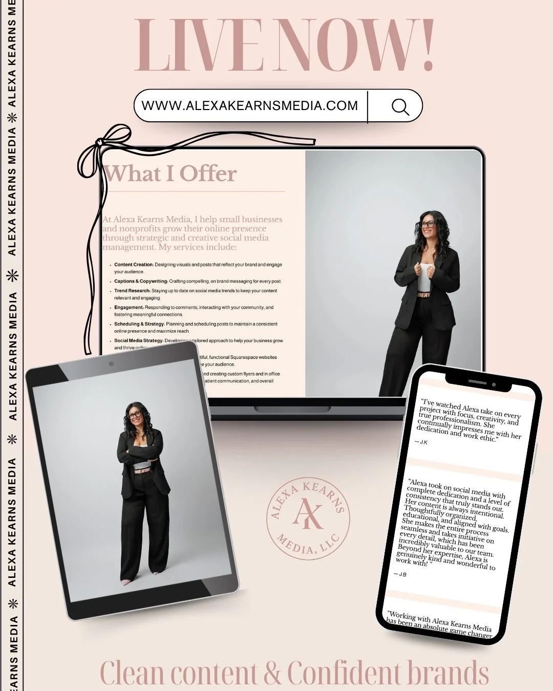 ✨ It&rsquo;s official 
alexakearnsmedia.com is LIVE.
A space built for brands ready to show up, stand out &amp; grow with intention! 💌