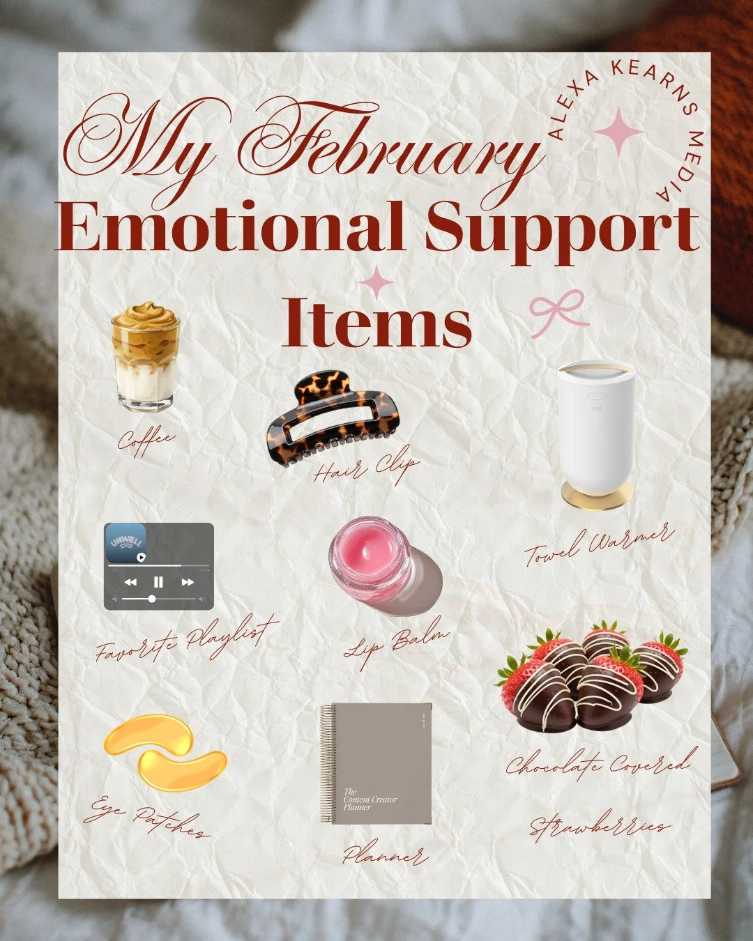 February but make it emotional support season 💌
From caffeine to content calendars, these little things keep me creating, posting &amp; showing up for my clients every day. What&rsquo;s your emotional support item at work? 💭✨