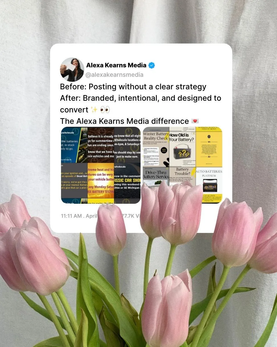 Posting without a strategy will only get you so far. When everything becomes intentional, your content starts working for you! 
Branded, strategic, and designed to convert.� The Alexa Kearns Media difference. ✨