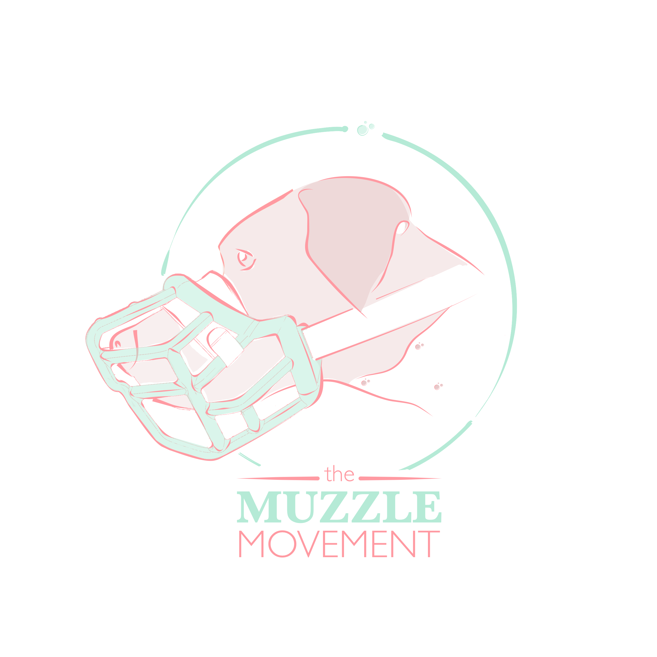 Illustration of a dog head in profile with text reading 'The Muzzle Movement' below it.