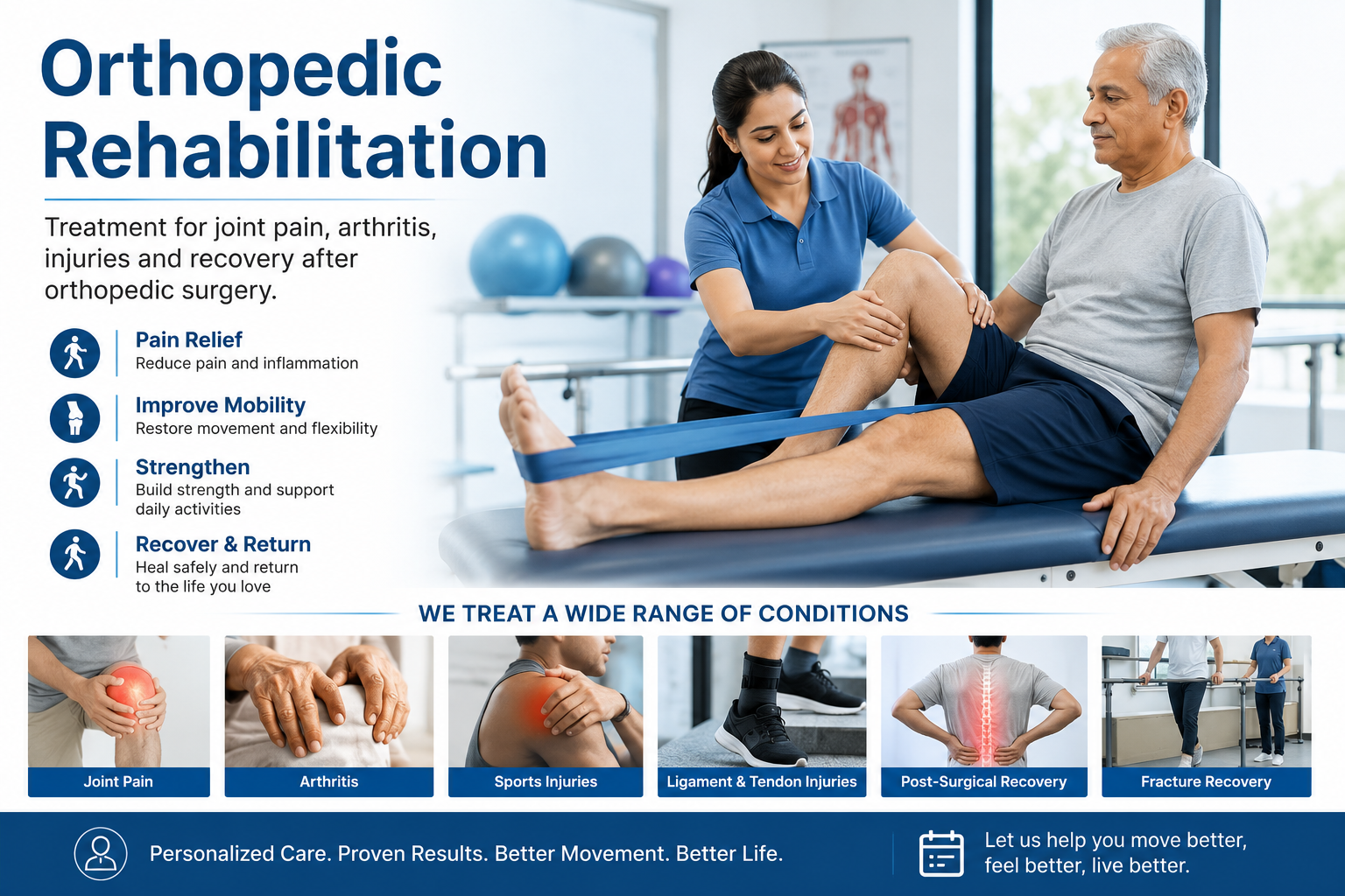 Orthopedic physical therapy for knee pain and rehabilitation at JointWorks Rehab in Sarasota, FL.