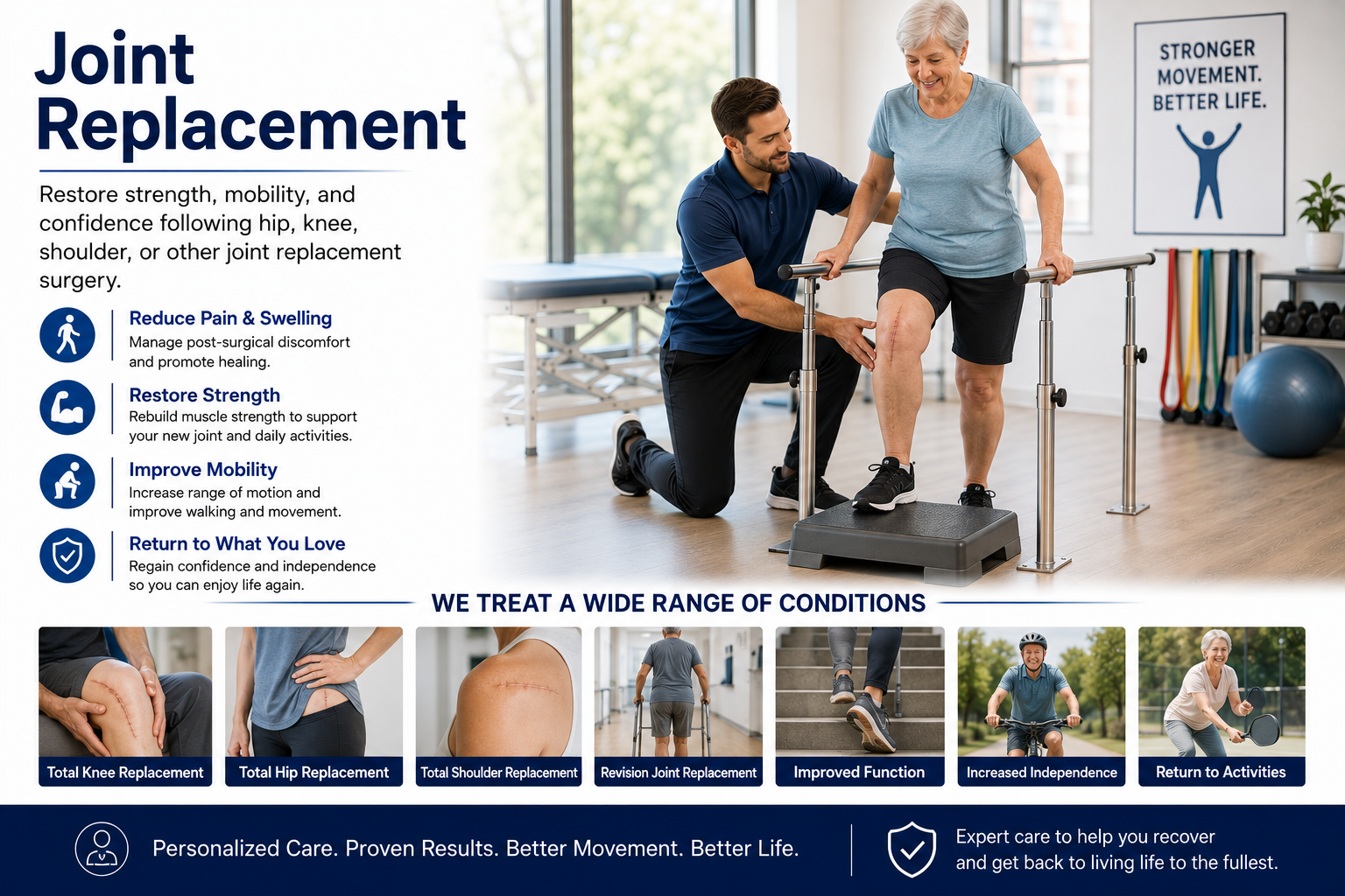 Joint replacement rehabilitation and in-home physical therapy in Sarasota, FL.
