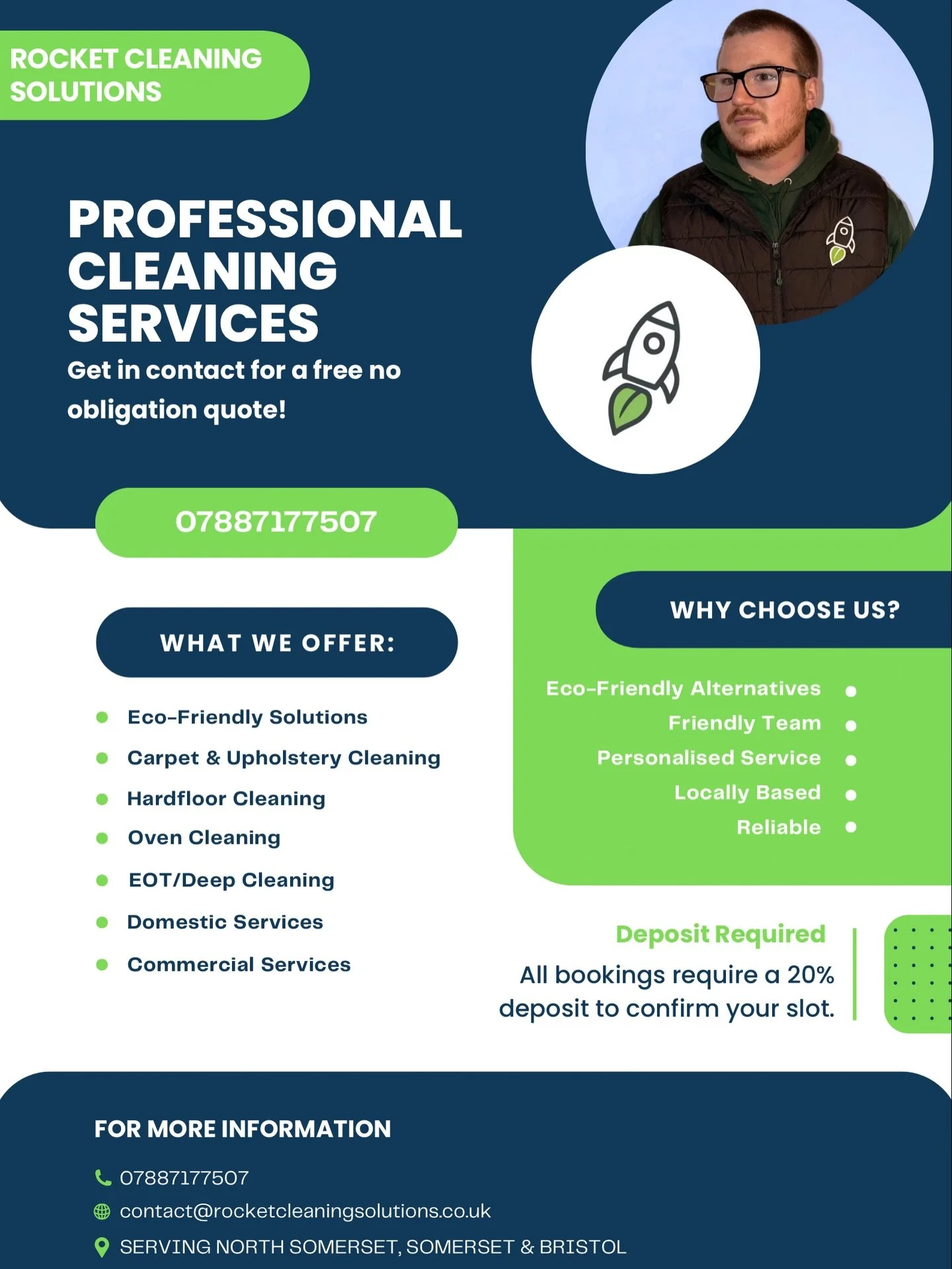 ✨ Spring Clean Special &ndash; 20% OFF! ✨ 

Is your home or workplace in need of a fresh start? Let Rocket Cleaning Solutions handle the cleaning so you can enjoy a spotless, stress-free space 🧼🏡🏢 

For a limited time, we&rsquo;re offering 20% OFF