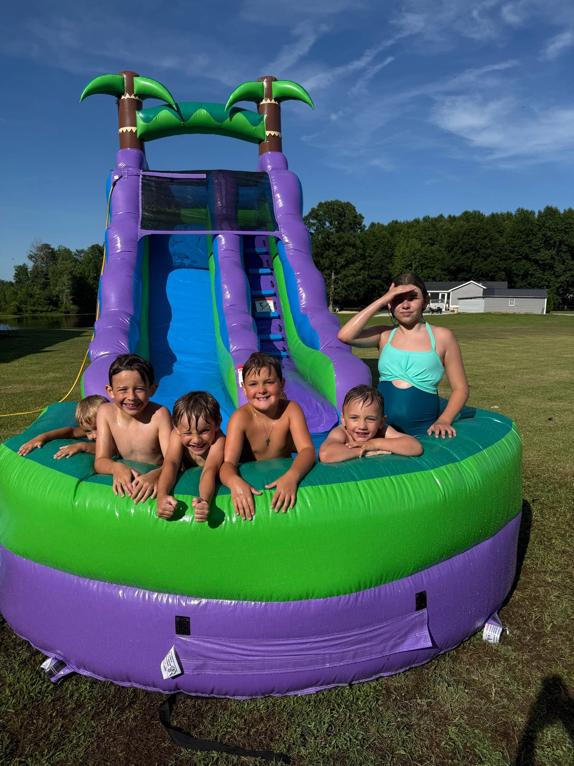 16' X 25' Tropical Inflatable Waterslide with Attached Pool