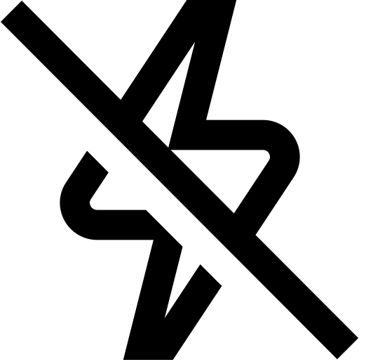 Lightning bolt symbol with a diagonal line crossing through it