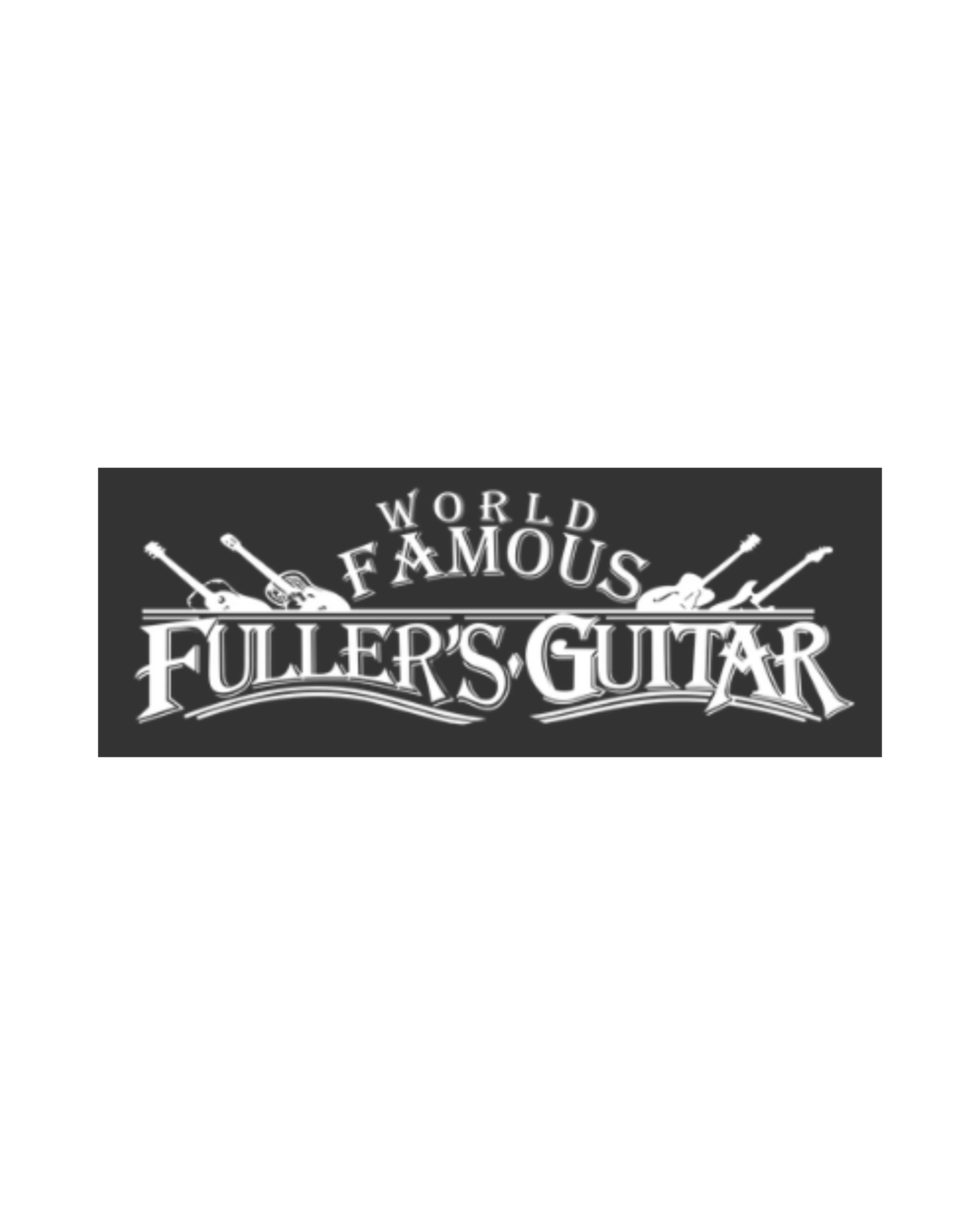 Logo with text 'World Famous Fuller's Guitar' and illustrations of guitars